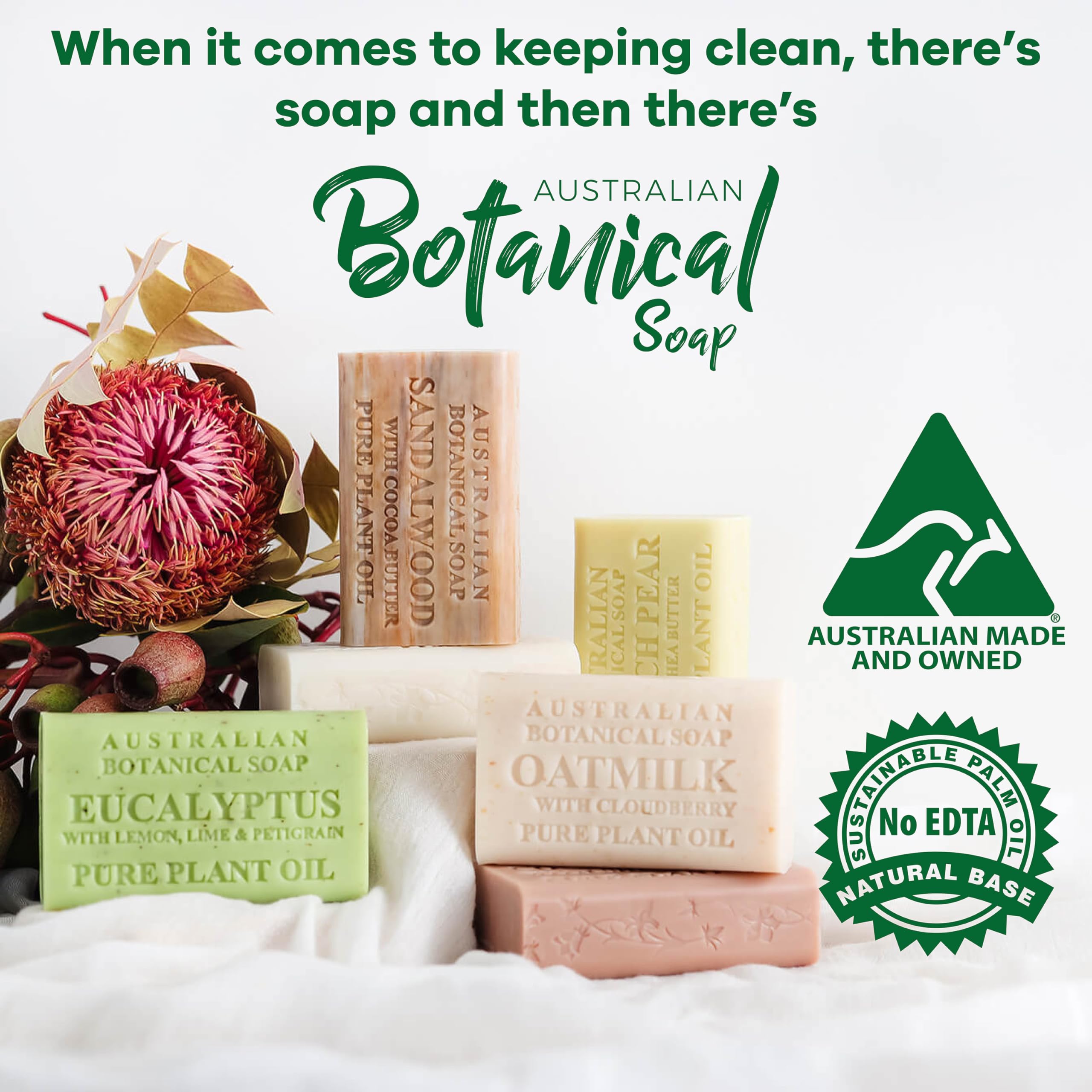 Australian Botanical Soap Oat Milk with Cloudberry – 6.6 oz Triple-Milled Bars, Pack of 8
