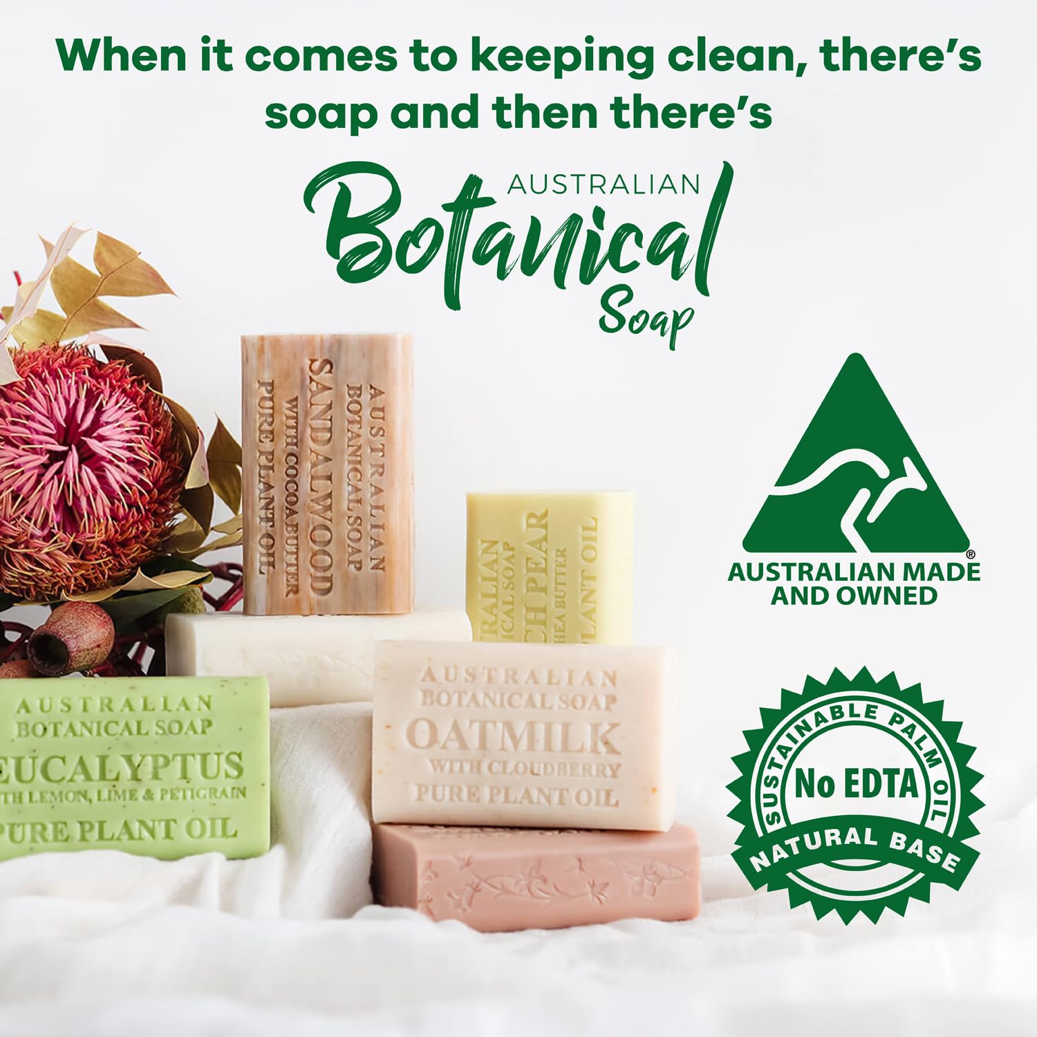 Australian Botanical Soap Goat Milk Soap Bars, 6.6 oz | Pack of 8 with Soya Bean Oil & Organic Shea Butter