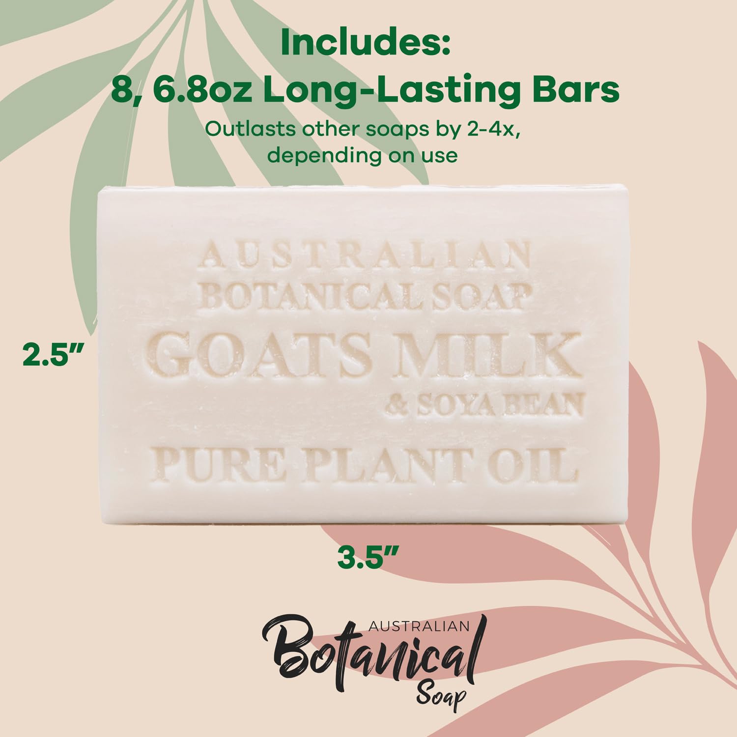 Australian Botanical Soap Goat Milk Soap Bars, 6.6 oz | Pack of 8 with Soya Bean Oil & Organic Shea Butter