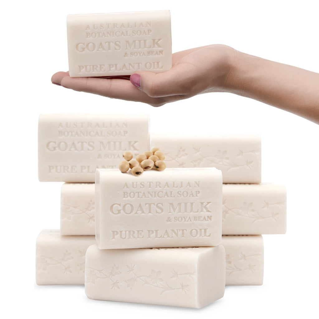 Australian Botanical Soap Goat Milk Soap Bars, 6.6 oz | Pack of 8 with Soya Bean Oil & Organic Shea Butter