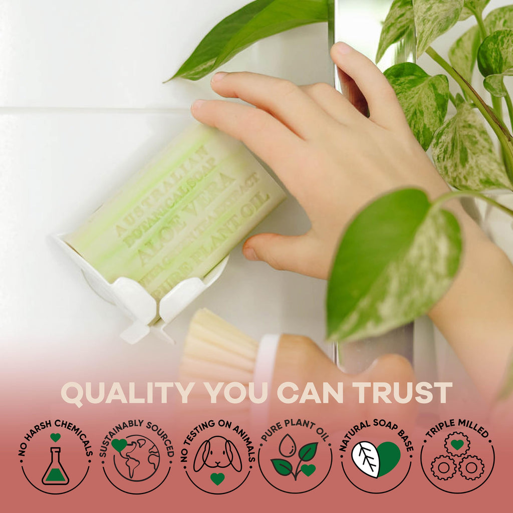 Australian Botanical Soap – Aloe Vera & Green Tea, 6.6 oz Triple Milled Bars (Pack of 8) | Enriched with Organic Shea Butter