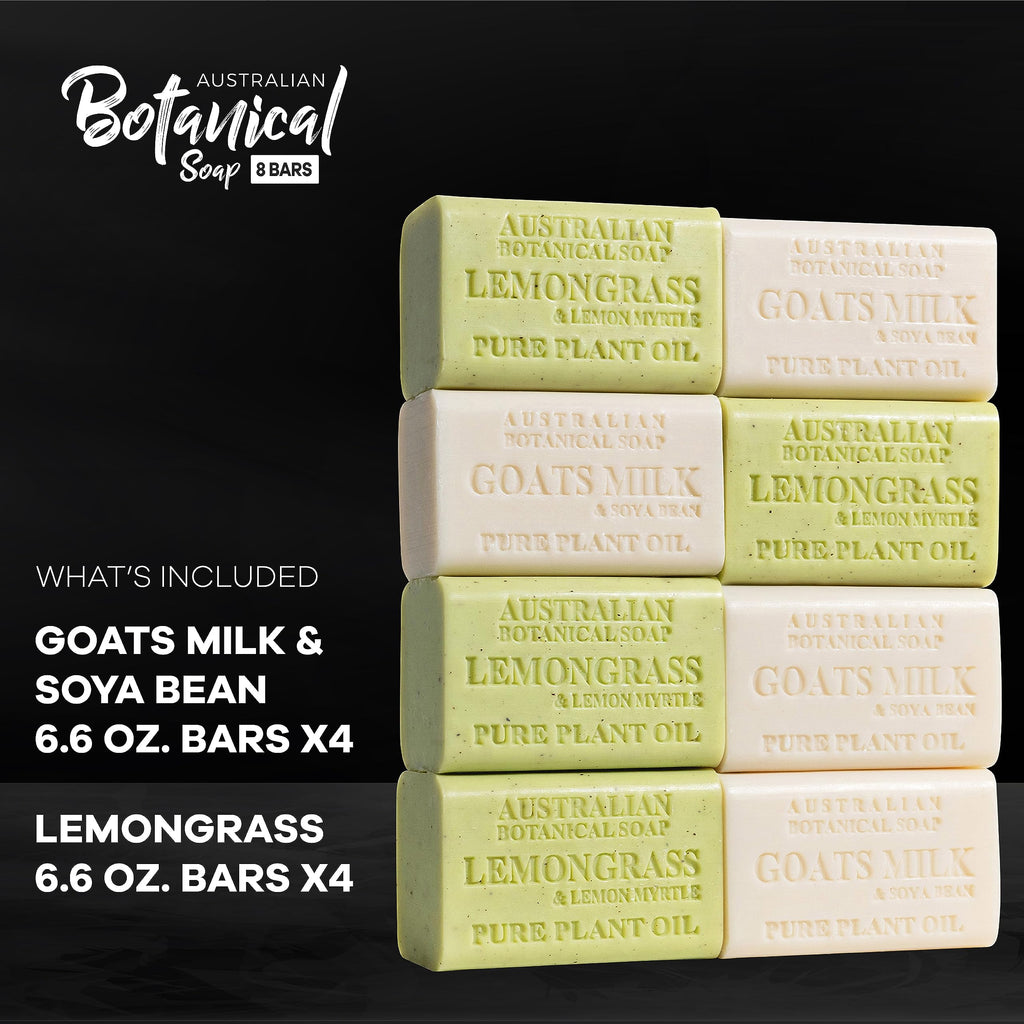 Australian Botanical Men's Soap Bars Duo Pack – Lemongrass & Goat Milk, 8 x 6.6 oz for Body & Beard
