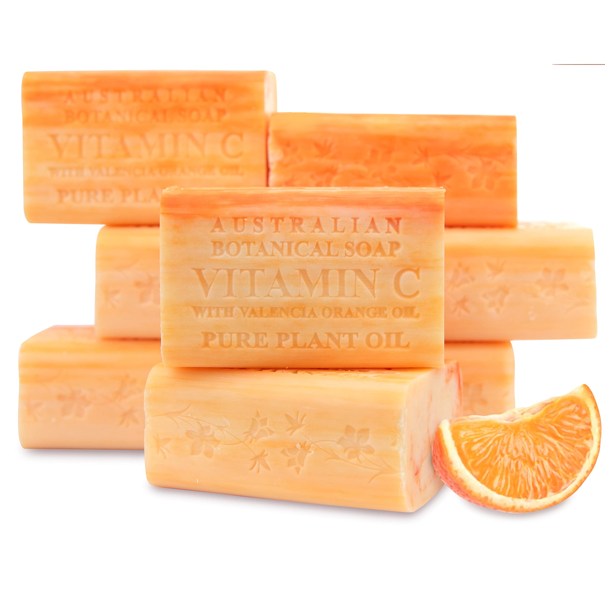 Australian Botanical Soap Valencia Orange Bar — Vitamin C, Triple Milled, 6.6 oz, Pack of 8