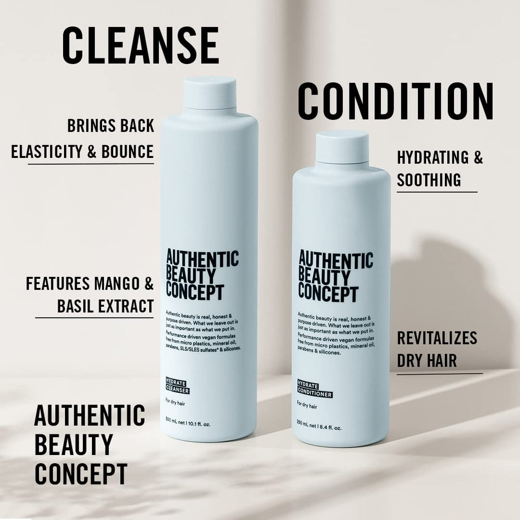 Authentic Beauty Concept Hydrate Cleanser – Moisturizing Cleansing Shampoo for Normal to Dry or Curly Hair