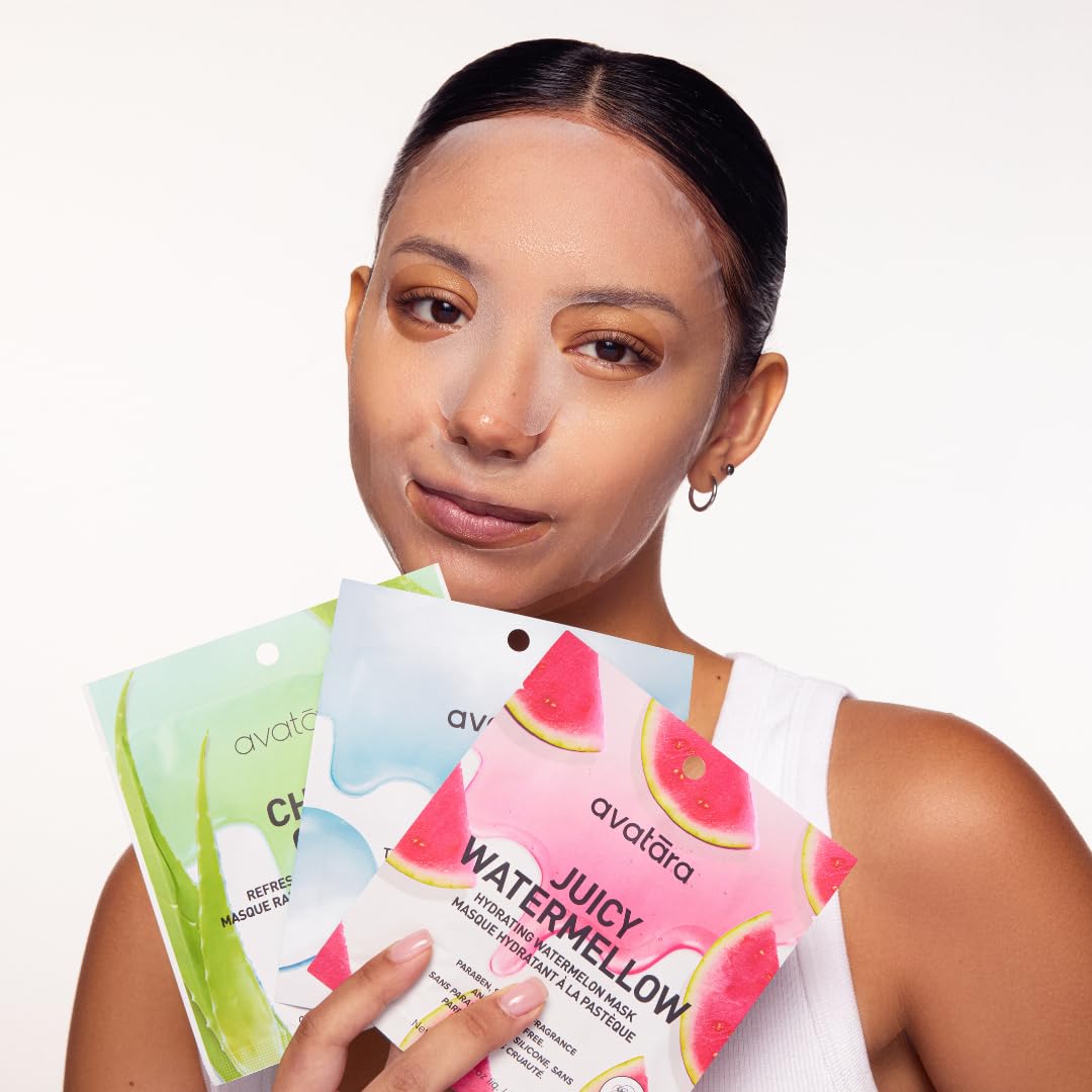 Avatara All-Stars 8-Pack Facial Sheet Masks | Clean Korean K-Beauty for Dry & Sensitive Skin (Fragrance-Free, Paraben-Free & Cruelty-Free)