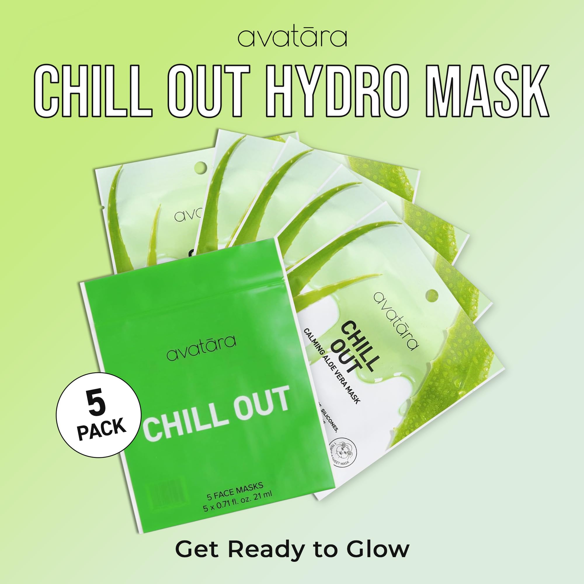 Avatara Chill Out Facial Mask 5 Sheets | Hydrating Hyaluronic Acid & Aloe Vera