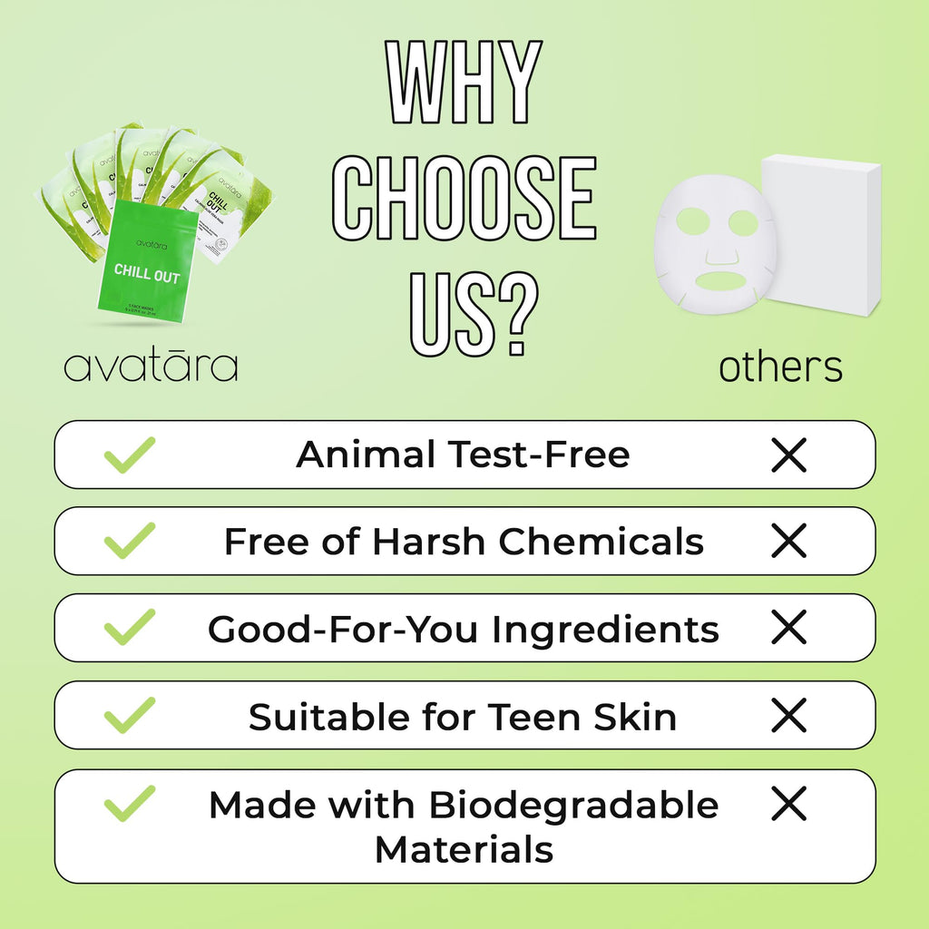 Avatara Chill Out Facial Mask 5 Sheets | Hydrating Hyaluronic Acid & Aloe Vera