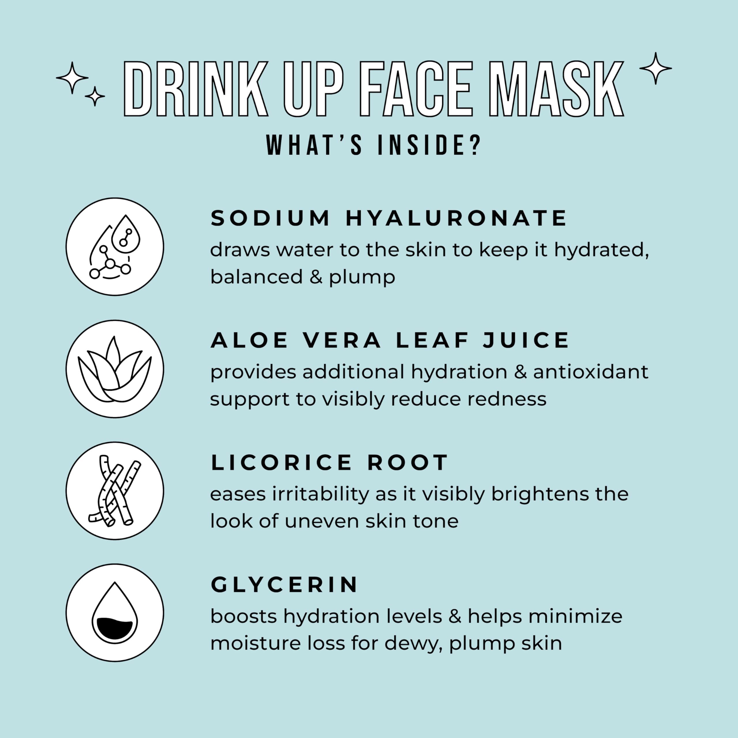 Avatara Drink Up Facial Mask – Hydrating 15-Sheet Mask with Aloe Vera & Licorice Root