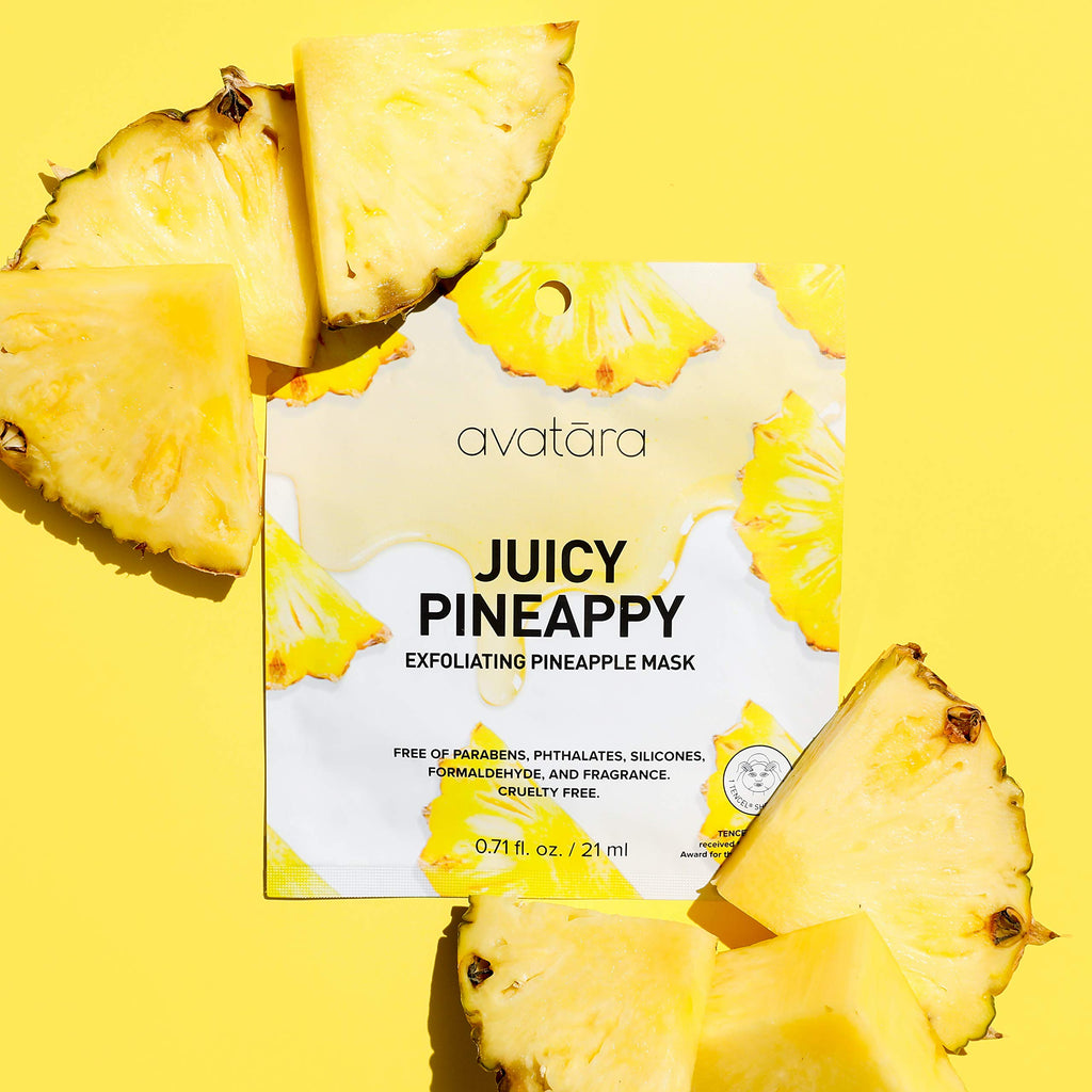 Avatara Juicy Pineappy Exfoliating Facial Mask – 15 Sheets | Pineapple Extracts & Clean Ingredients