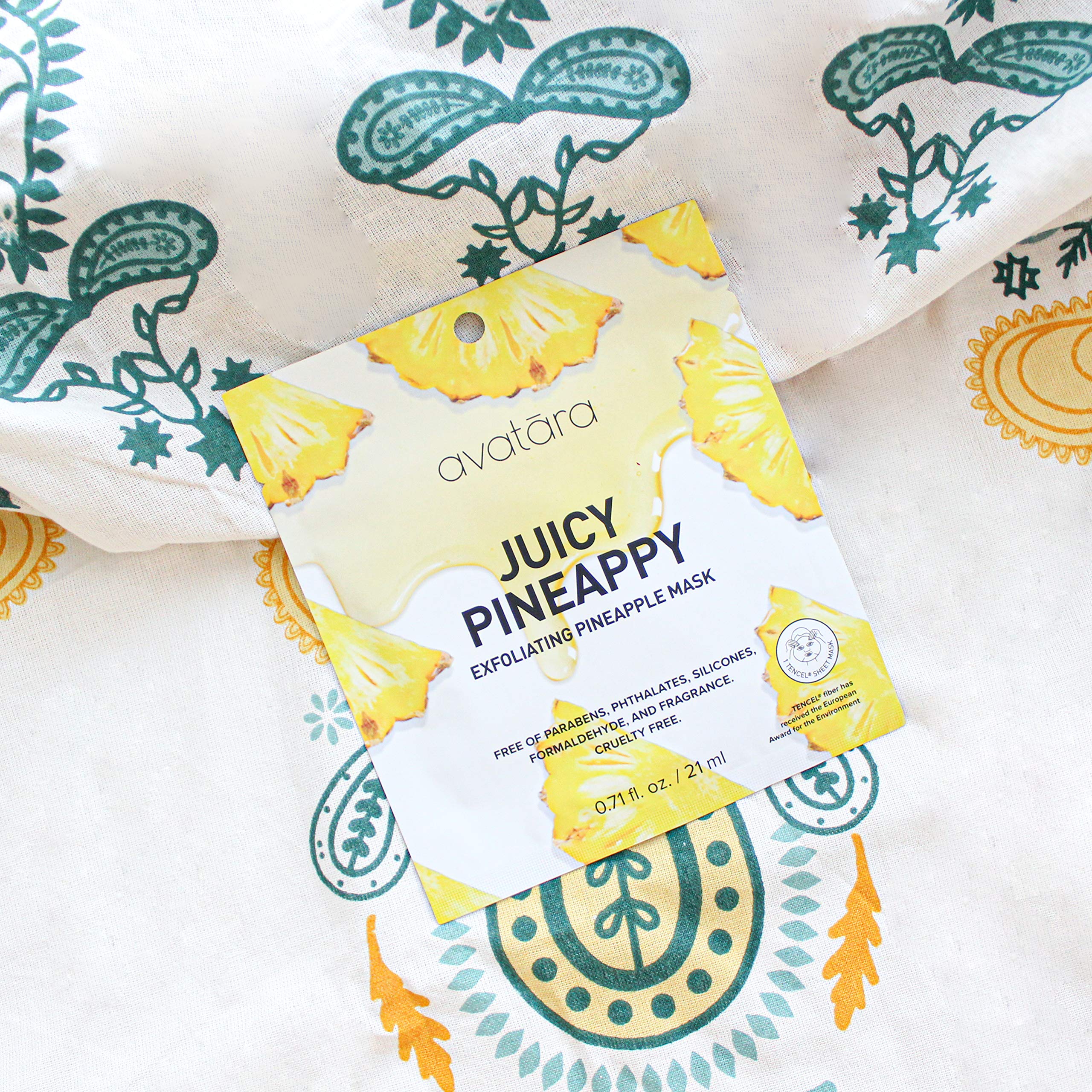 Avatara Juicy Pineappy Exfoliating Facial Mask – 15 Sheets | Pineapple Extracts & Clean Ingredients