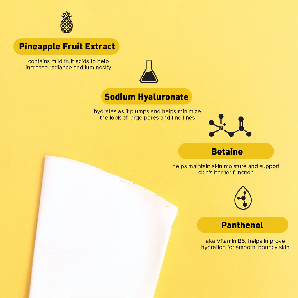 Avatara Juicy Pineappy Exfoliating Facial Mask – 15 Sheets | Pineapple Extracts & Clean Ingredients