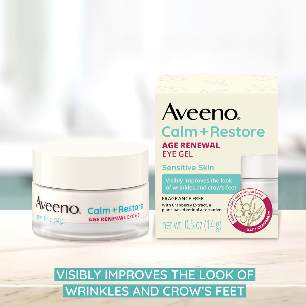 Aveeno Calm and Restore Age Renewal Eye Gel – Fragrance-Free, Oat & Cranberry, 0.5 oz