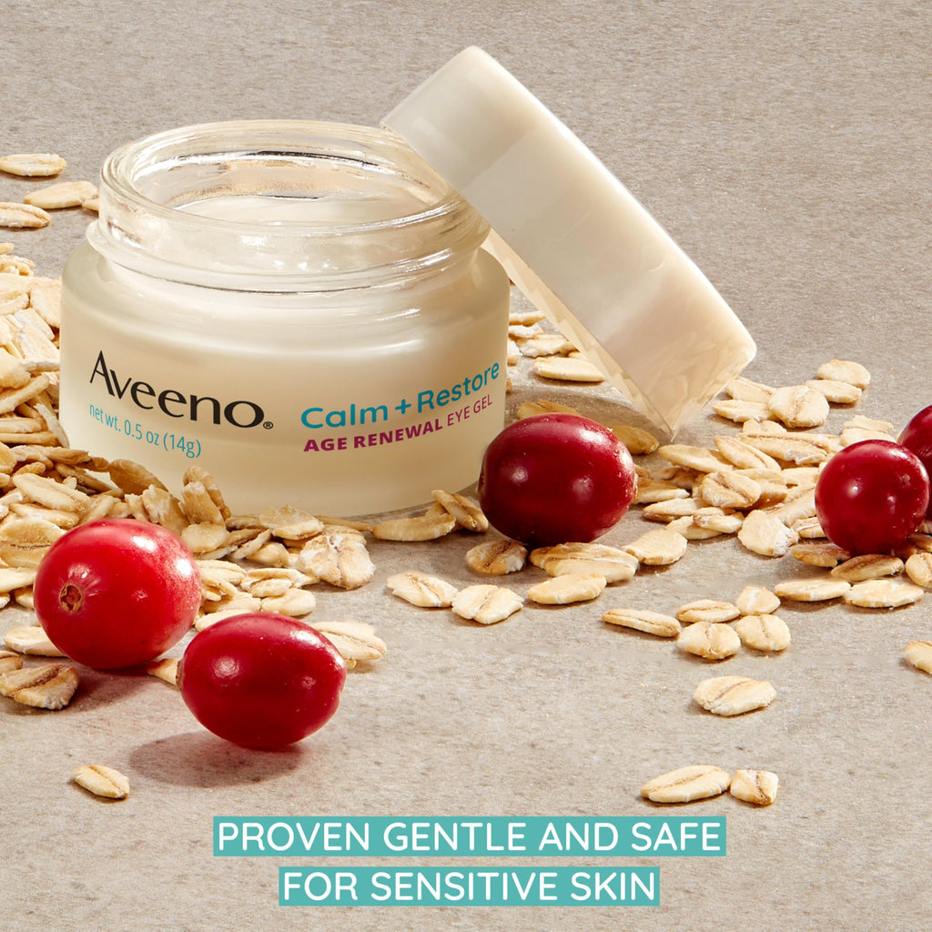 Aveeno Calm and Restore Age Renewal Eye Gel – Fragrance-Free, Oat & Cranberry, 0.5 oz