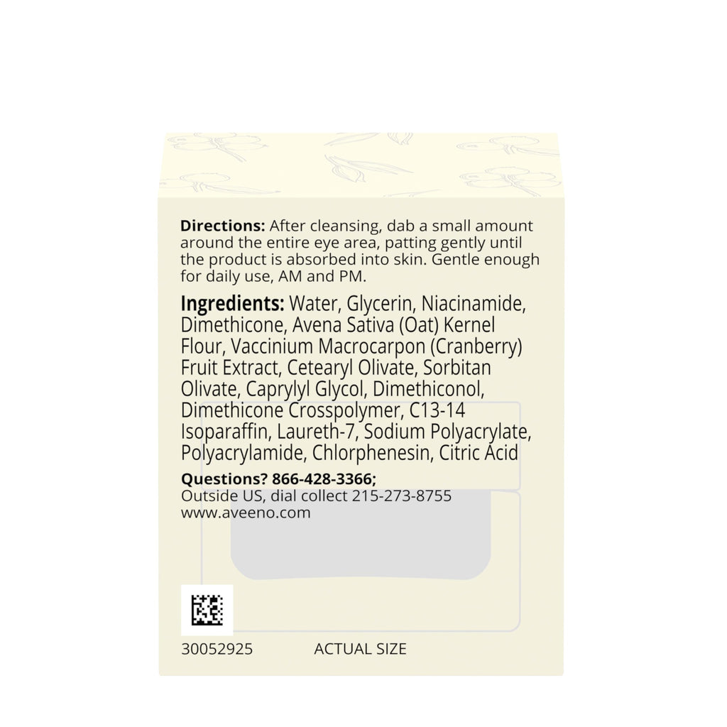 Aveeno Calm and Restore Age Renewal Eye Gel – Fragrance-Free, Oat & Cranberry, 0.5 oz