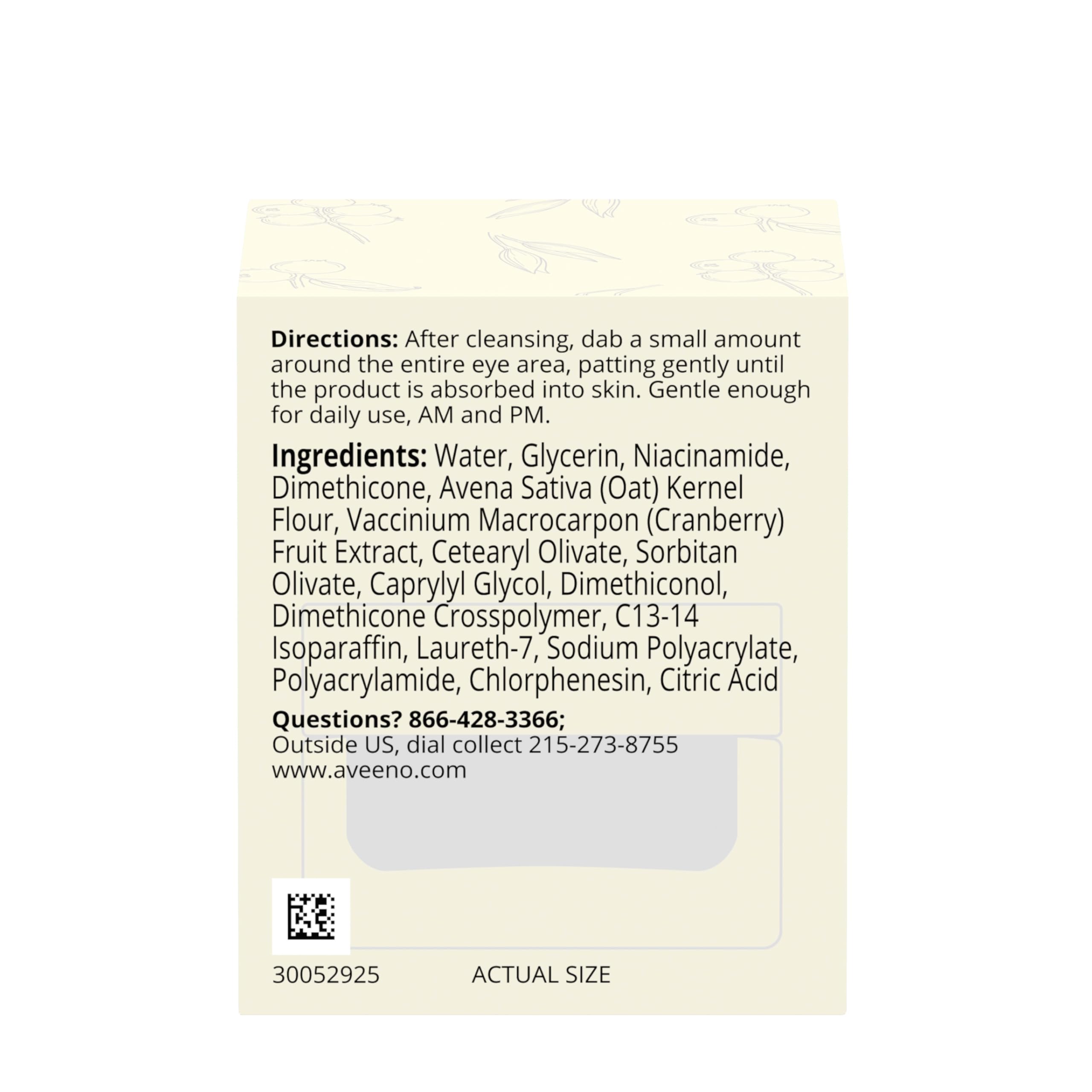 Aveeno Calm and Restore Age Renewal Eye Gel – Fragrance-Free, Oat & Cranberry, 0.5 oz