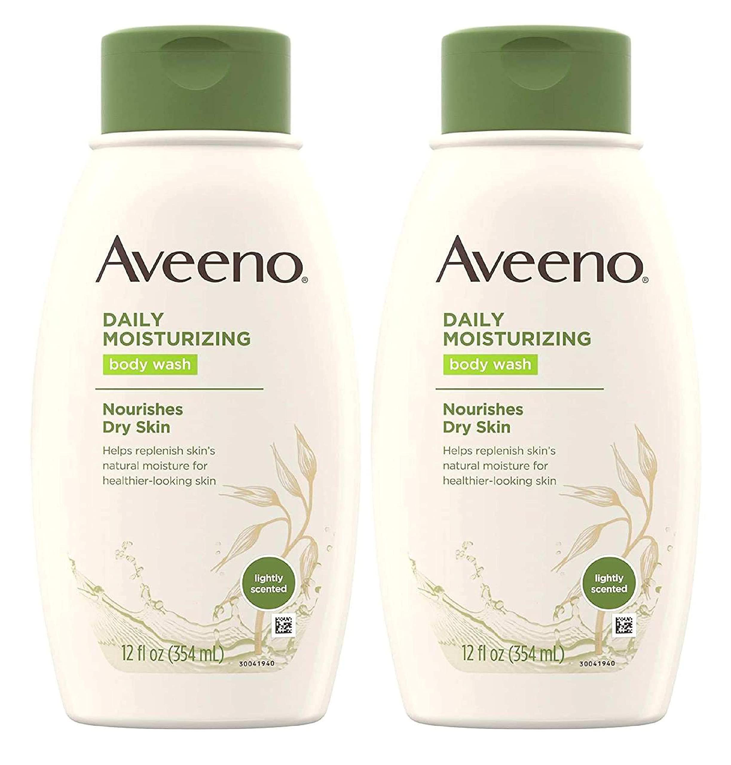 Aveeno Daily Moisturizing Body Wash – 12 oz / 354 ml (Pack of 2) | Gentle, Soap-Free Hydration for Dry Skin