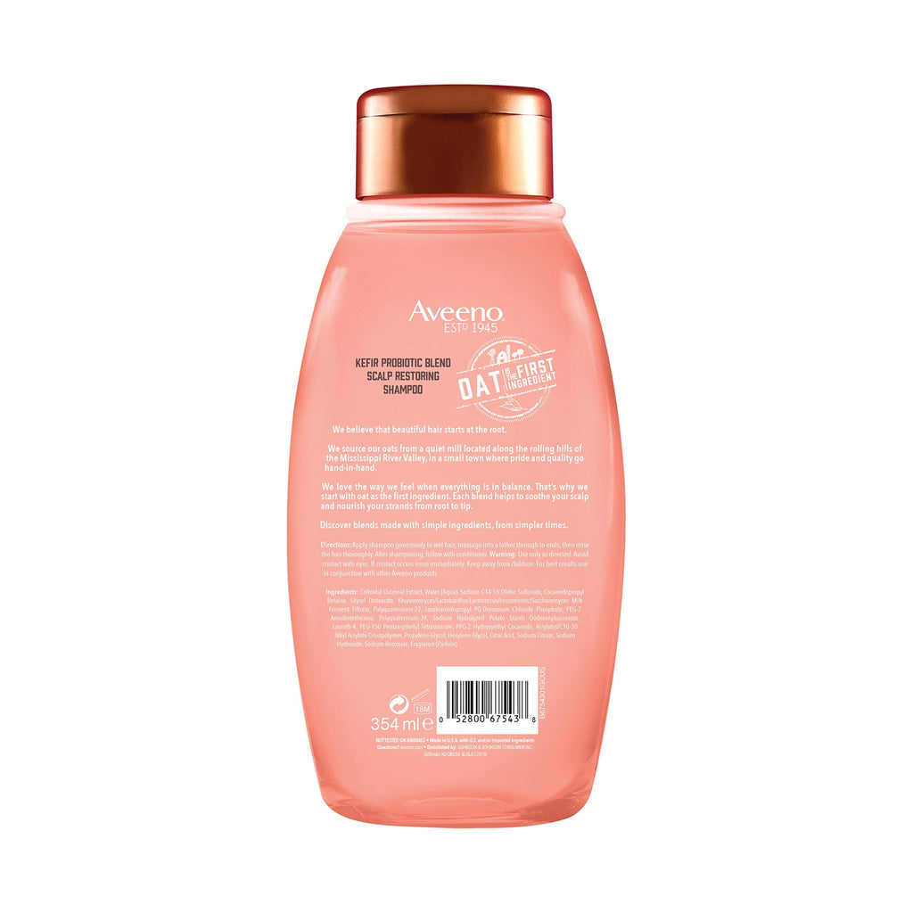 Aveeno Kefir Probiotic Blend Shampoo - Balanced Scalp & Moisturized Hair | 12 oz