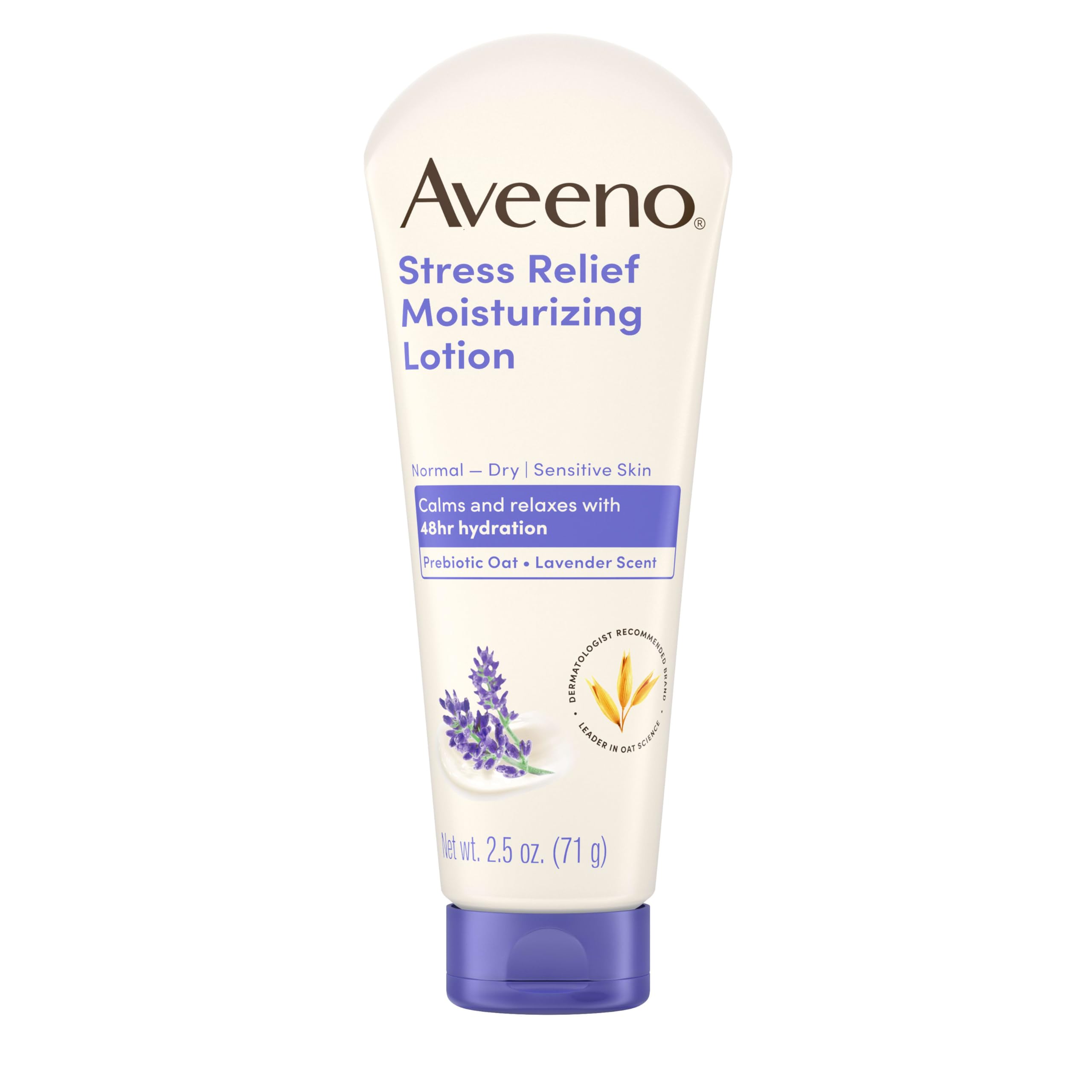 Aveeno Stress Relief Moisturizing Lotion with Lavender and Prebiotic Oat — 2.5 fl oz Travel Size, 12 Pack