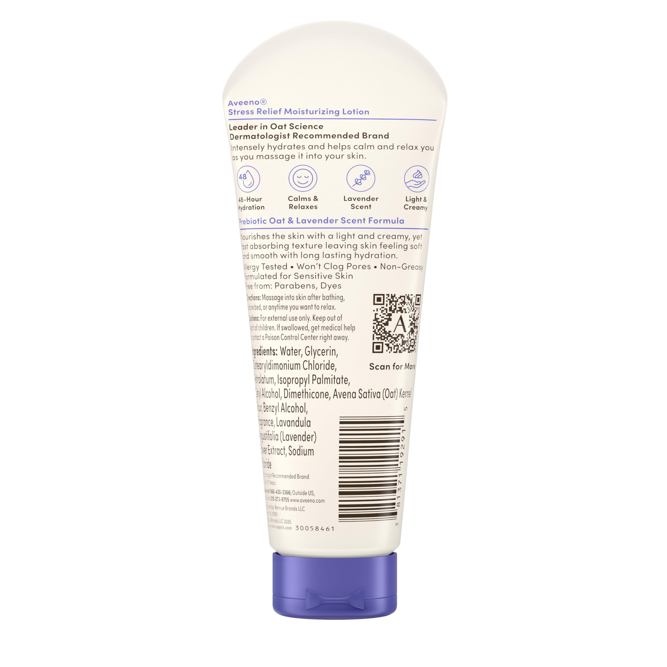 Aveeno Stress Relief Moisturizing Lotion with Lavender and Prebiotic Oat — 2.5 fl oz Travel Size, 12 Pack