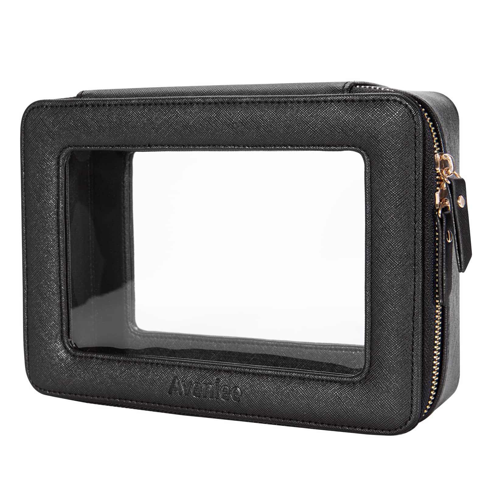 Aveniee Clear Makeup Bag Organizer – Large Travel Toiletry Bag, Waterproof, Black
