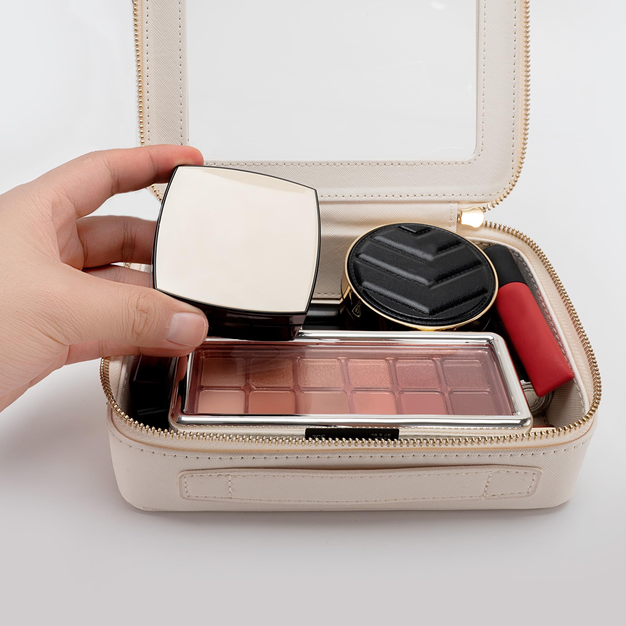 Aveniee Clear Makeup Bag Organizer | Premium PU Leather, TSA-Approved