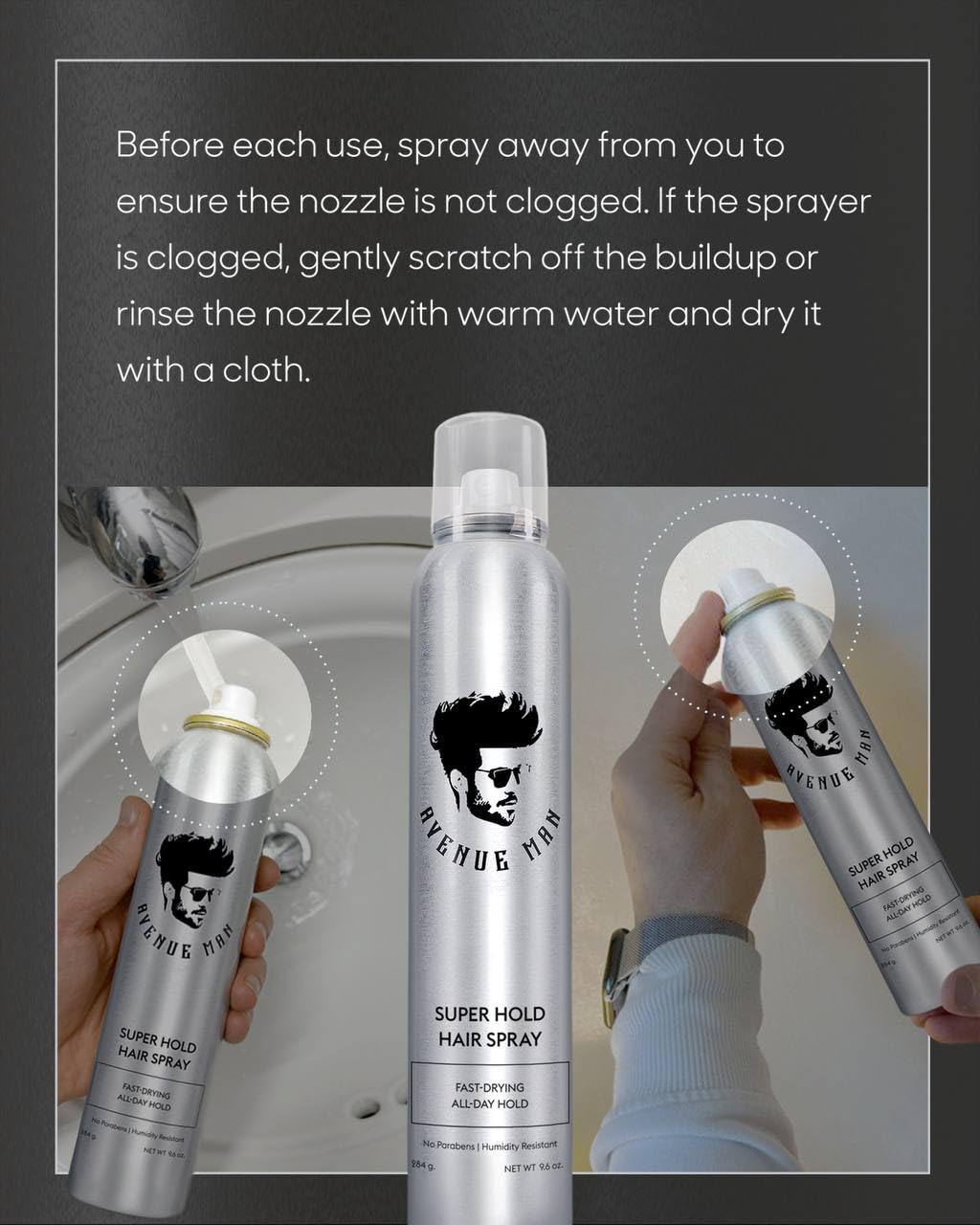 Avenue Man Super Hold Hairspray for Men – Fast-Drying Extra Hold, All-Day Control (10 oz)