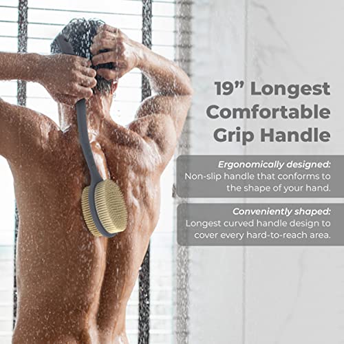 Avilana Back Scrubber for Shower – 19-Inch Silicone Back Scrubber with Handle | Dual-Style Back Brush for Men & Women