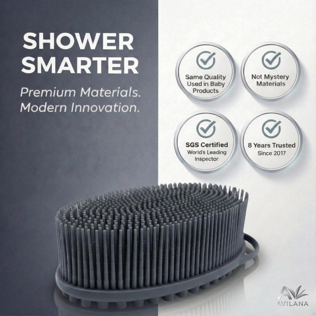 Avilana Silicone Body Scrubber – Dual-Sided Bath Brush, SGS Certified Food-Grade