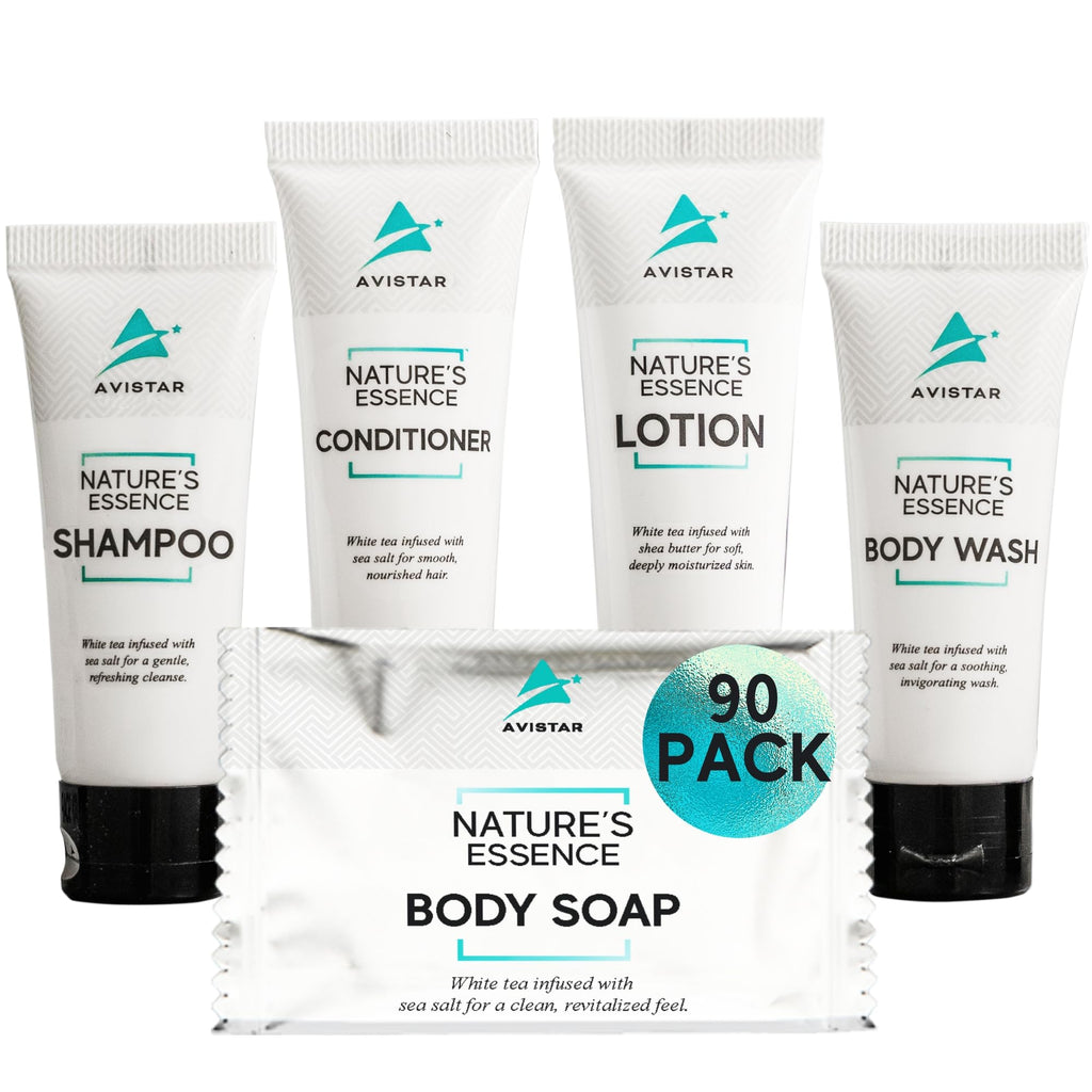 Avistar 90-Piece Hotel Toiletries Bulk Set – Travel Essentials for Hosts & Guests
