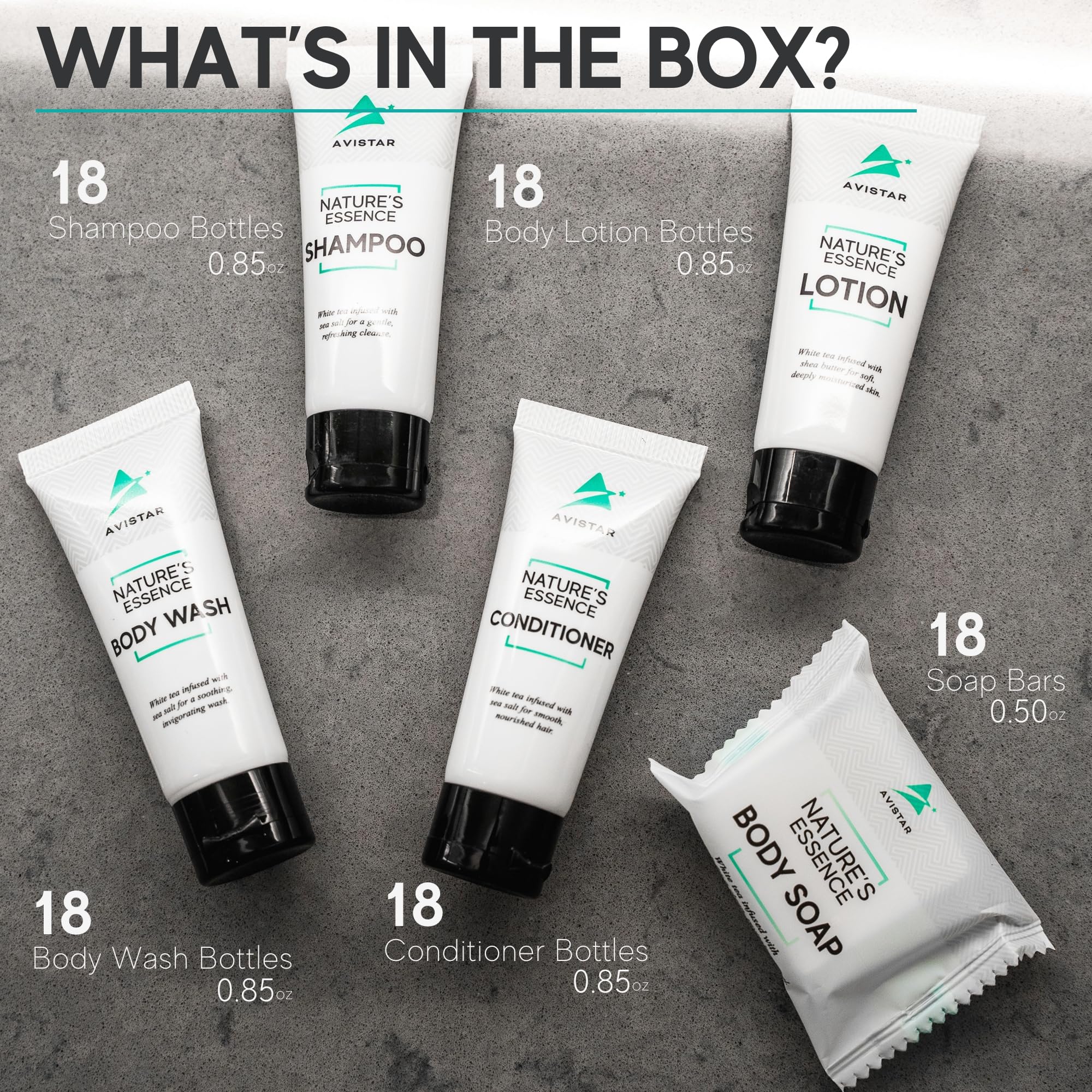 Avistar 90-Piece Hotel Toiletries Bulk Set – Travel Essentials for Hosts & Guests