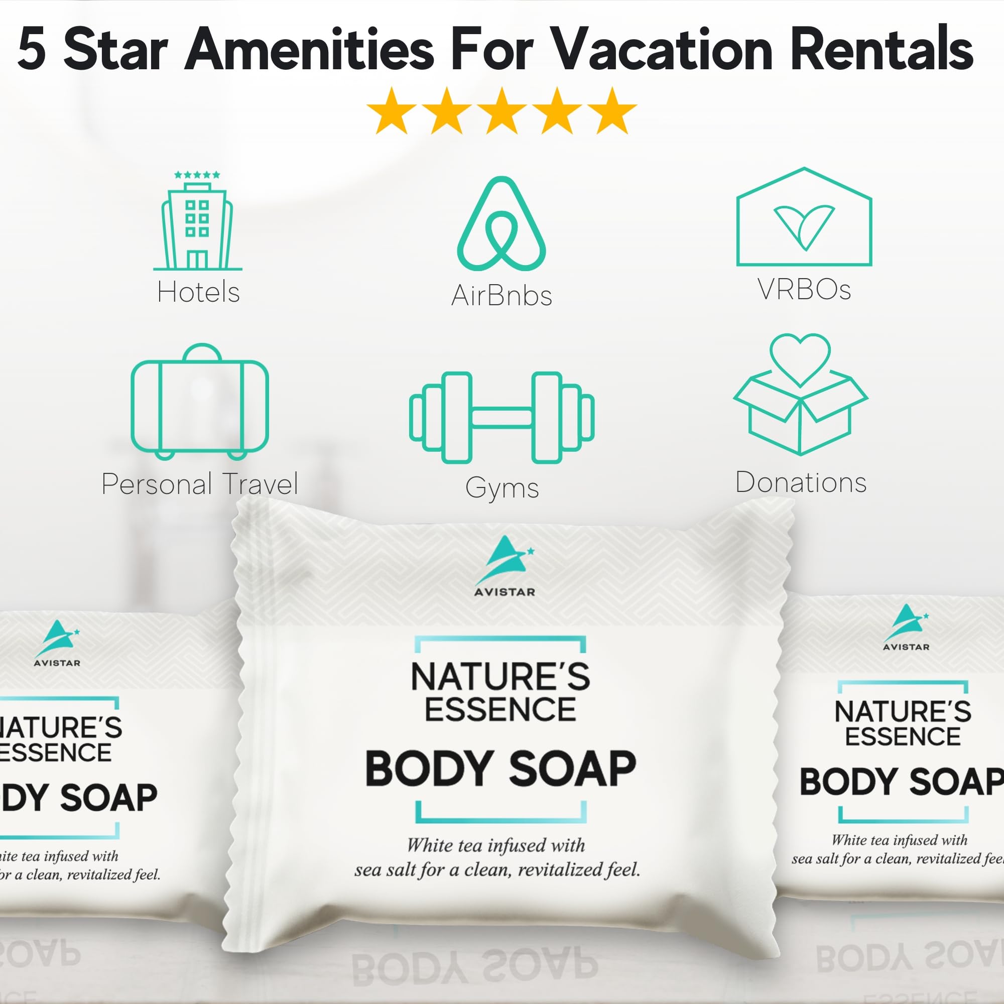 Avistar Bar Soap Bulk – 120 Pack Travel-Size Hotel Bars for Hospitality