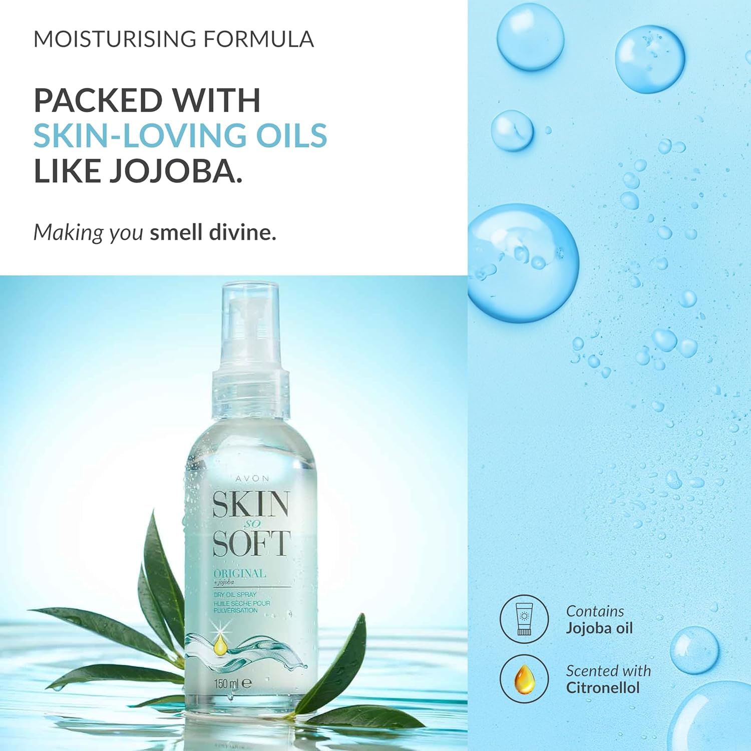 AVON SKIN SO SOFT Original Jojoba Oil Spray – Lightweight Dry Oil (3 Pack)