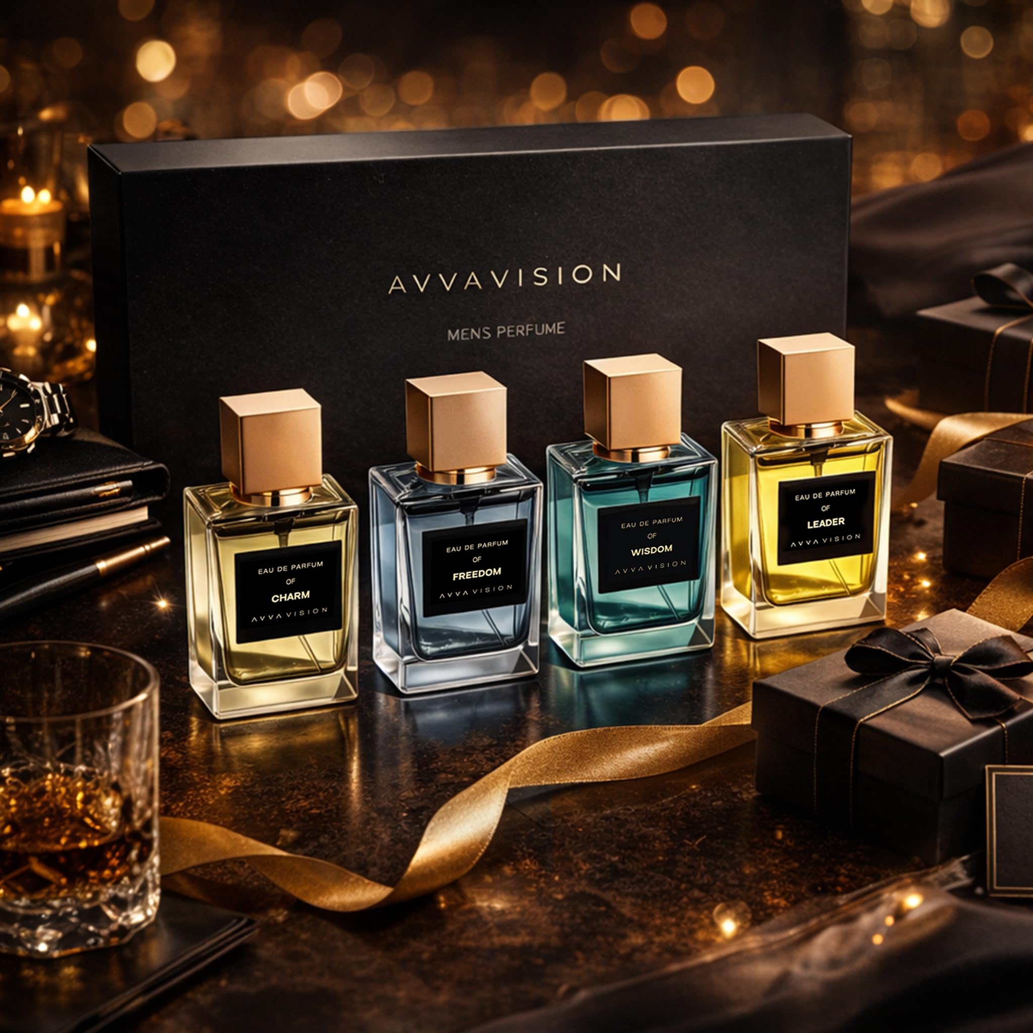 AVVA VISION Luxury Men's Perfume Set – 4 x 1 fl oz Fragrances for Him