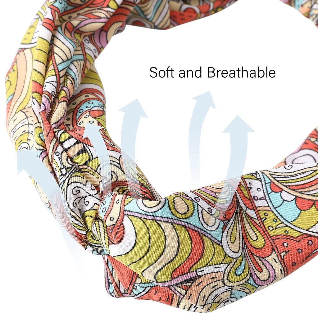 AWAYTR Women's Chiffon Non-Slip Head Wraps – 3-Pack Twist Knotted Criss Cross Headbands for Thick Hair (Cashews Red Orange Purple)