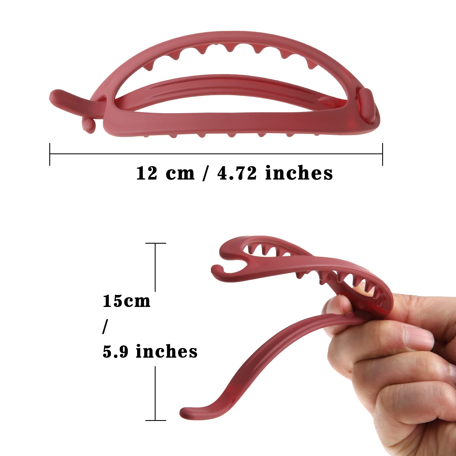 AWAYTR French Concord Hair Clips Claw – 6Pcs Flat Side Slid Clips, Matte Oval Large (4.7 in) No-Slip