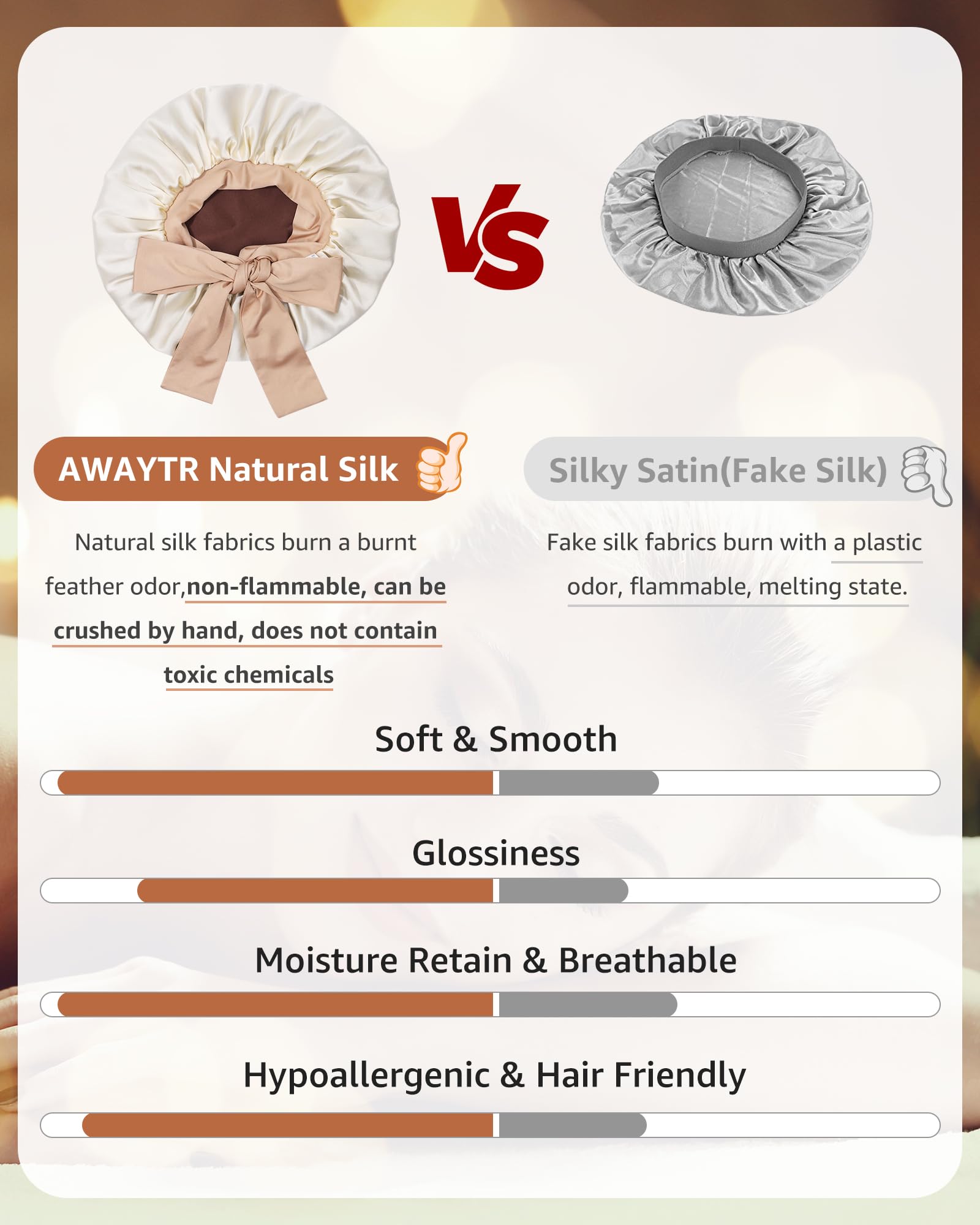 AWAYTR Silk Bonnet for Sleeping – 100% Mulberry Silk, 2-Layer Reversible Band