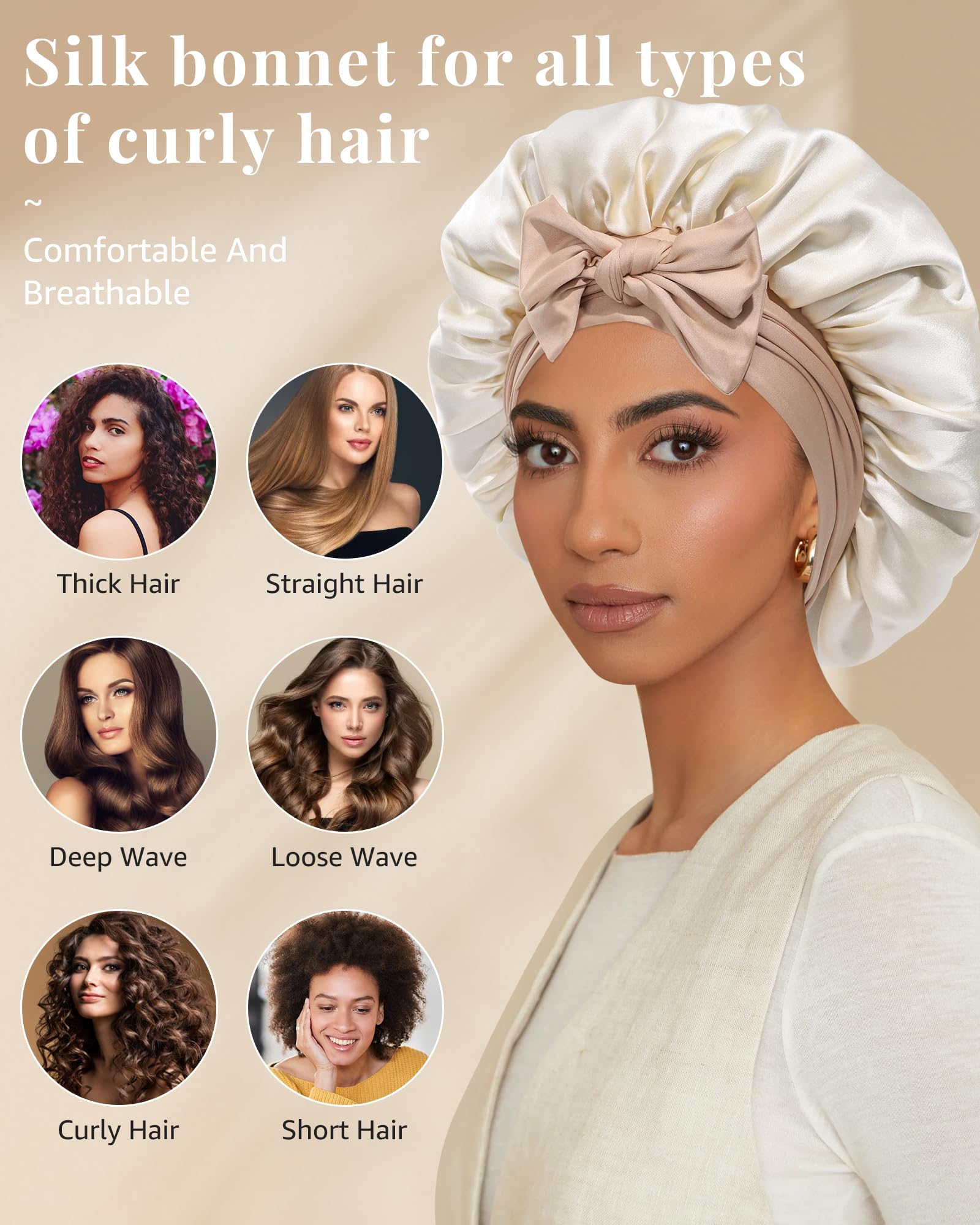 AWAYTR Silk Bonnet for Sleeping – 100% Mulberry Silk, 2-Layer Reversible Band