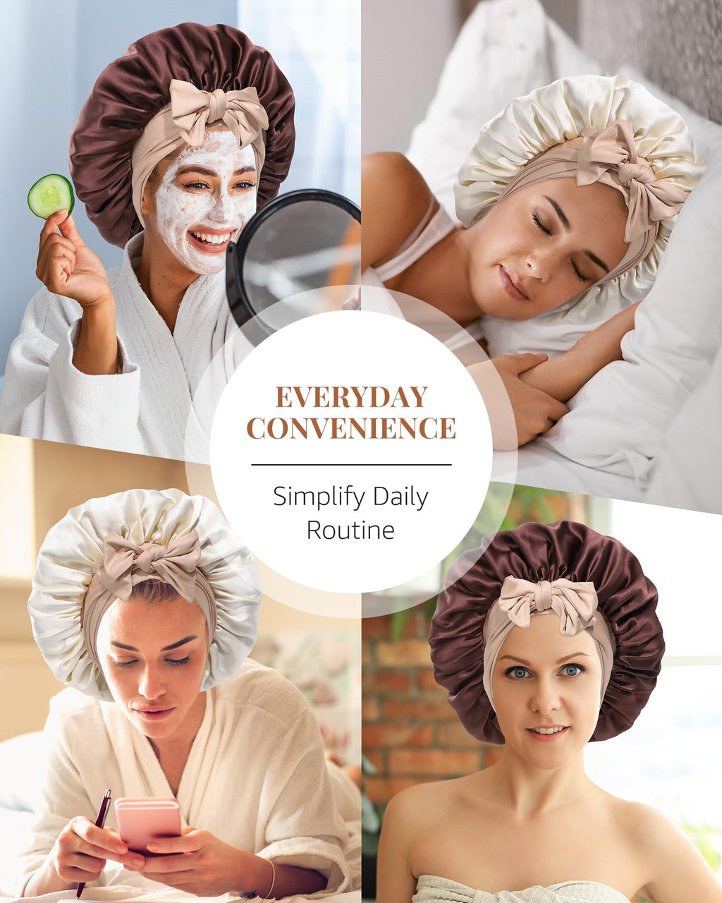AWAYTR Silk Bonnet for Sleeping – 100% Mulberry Silk, 2-Layer Reversible Band