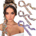 AWAYTR Women's Chiffon Non-Slip Head Wraps – 3-Pack Twist Knotted Criss Cross Headbands for Thick Hair (Cashews Red Orange Purple)