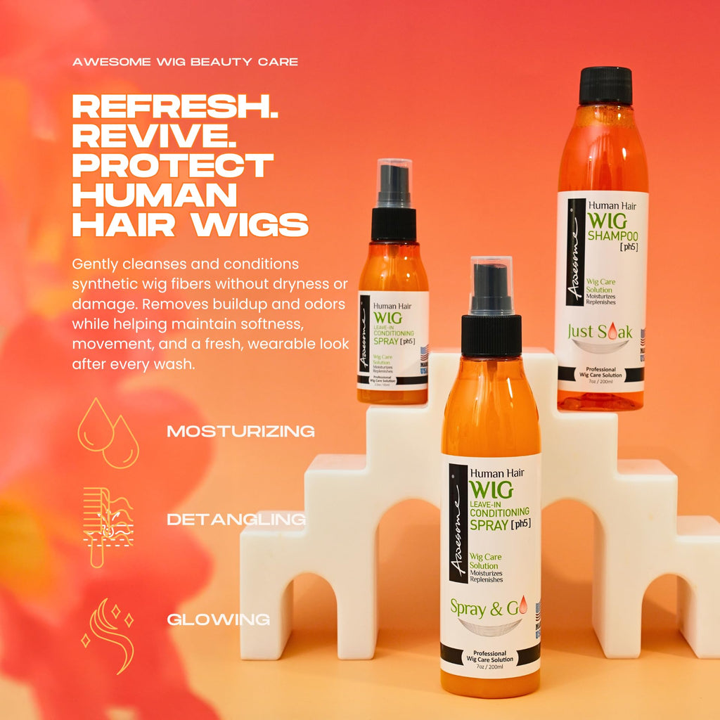 Awesome Human Hair Wig Shampoo – pH5 Wig Care, Adds Body & Shine, Detangles (7 fl oz)