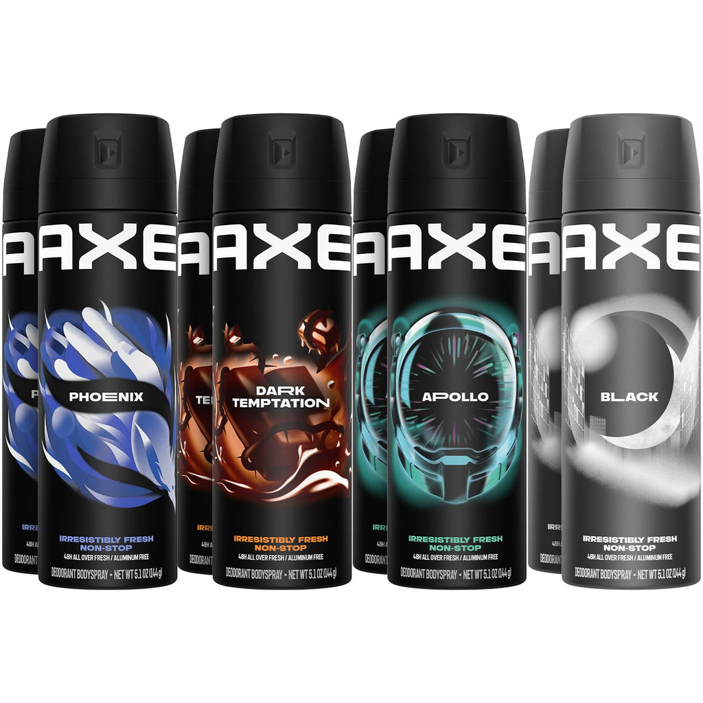AXE Aluminum-Free XL Variety 8-Pack Body Spray – 48H Odor Protection, 5.1 fl oz Each