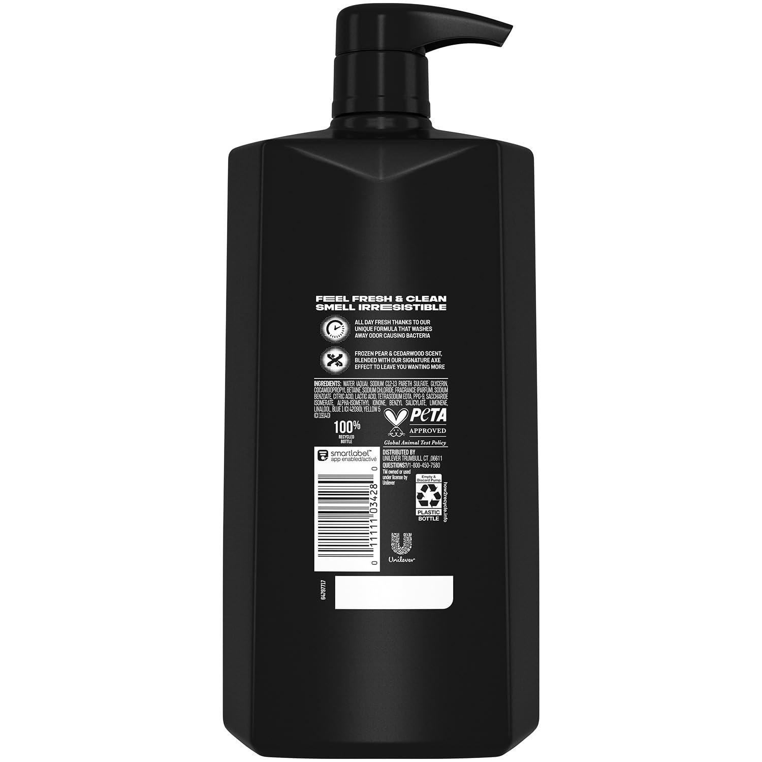 AXE Men's Body Wash Black 3-Pack – 3-In-1 Body, Face & Hair Wash, Frozen Pear & Cedarwood