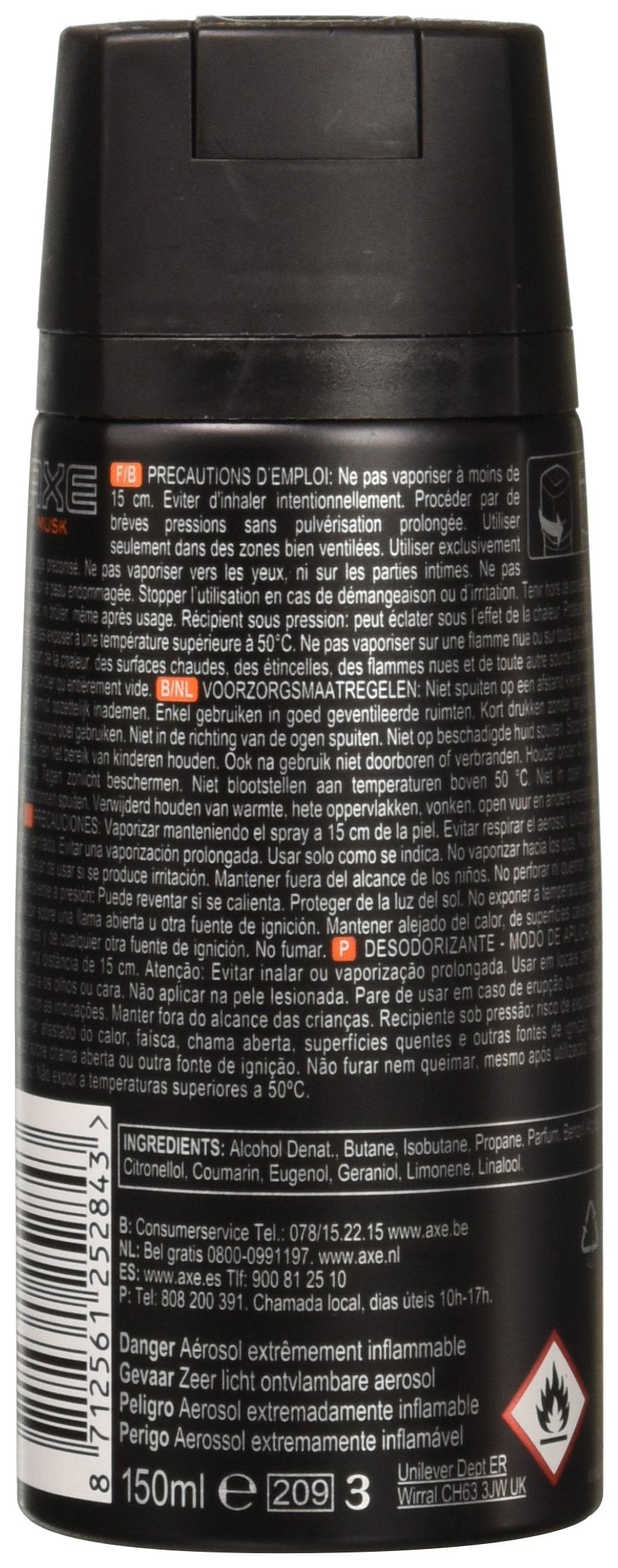 AXE Musk 12-Pack Body Spray Deodorant (150 ml each) – Antiperspirant for Men