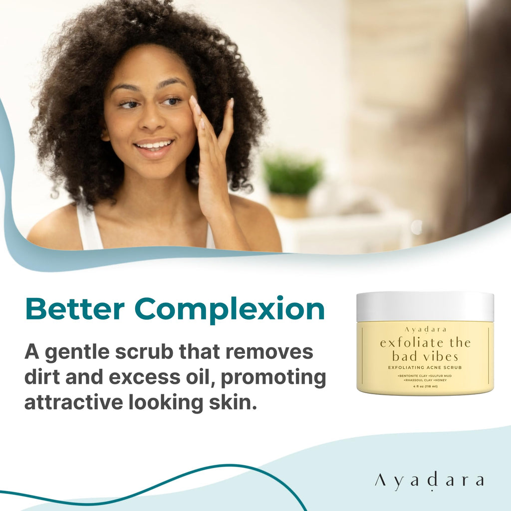 AYADARA Exfoliating Acne Scrub | 4 oz | Gentle Daily Facial Scrub for All Skin Types