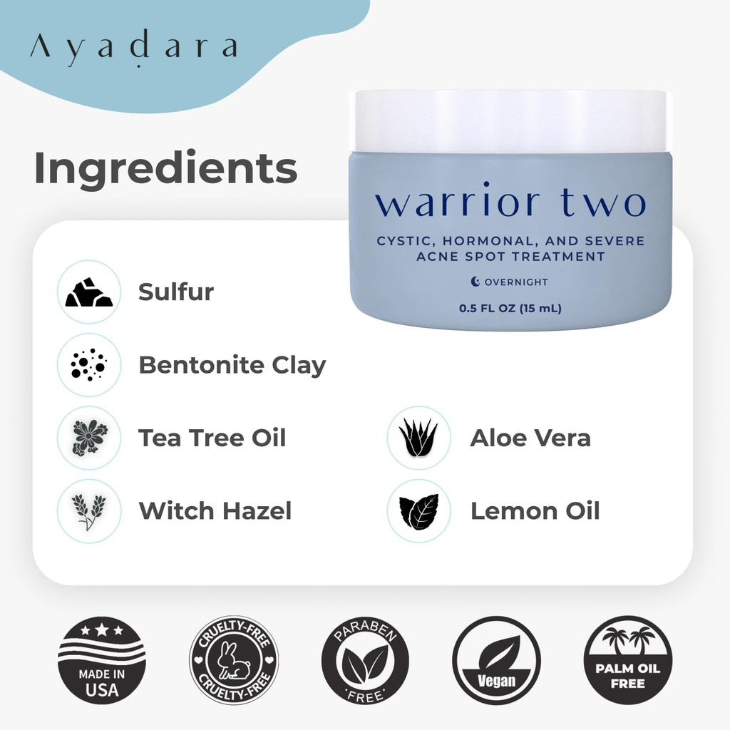 AYADARA Cystic Acne Spot Cream – Overnight Treatment for Hormonal Acne-Prone Skin | 120 Uses