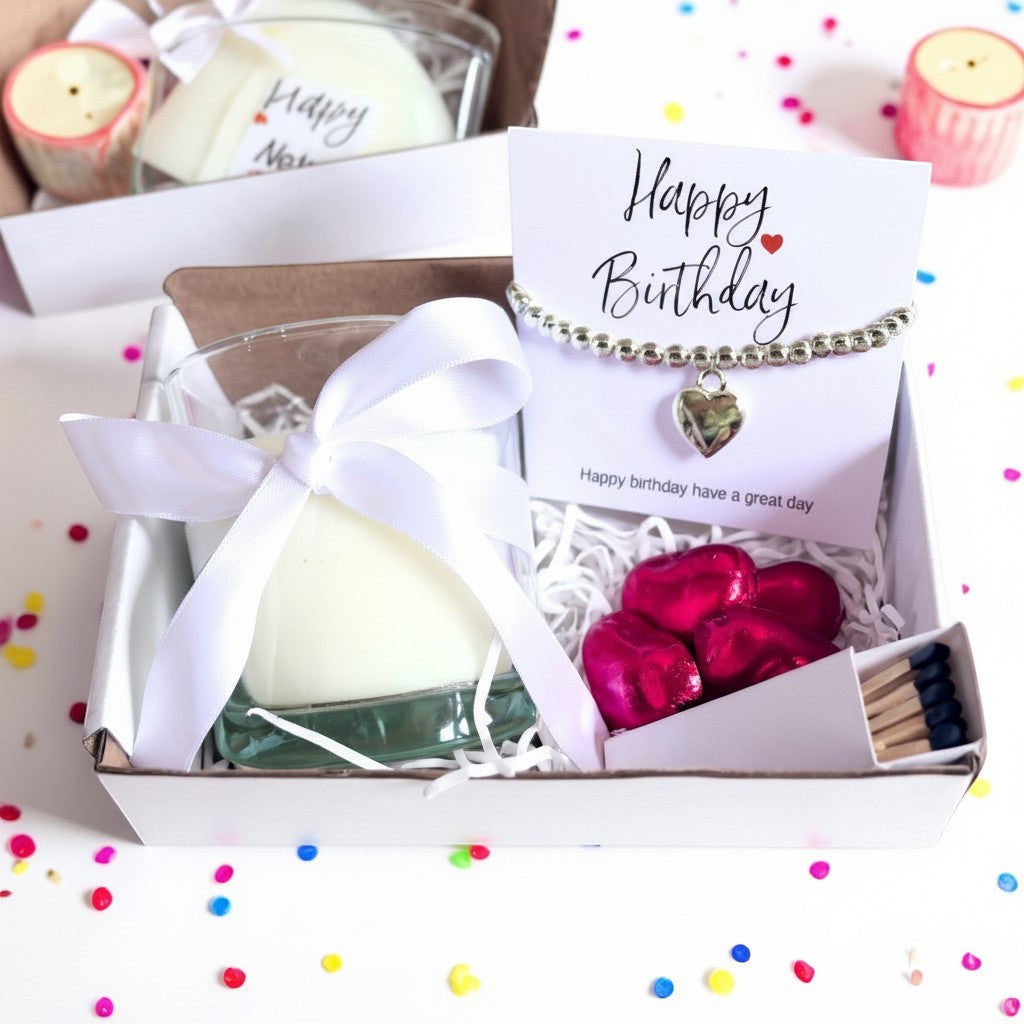 Small Happy Birthday Gift Hamper | Bracelet, Chocolates & Candle