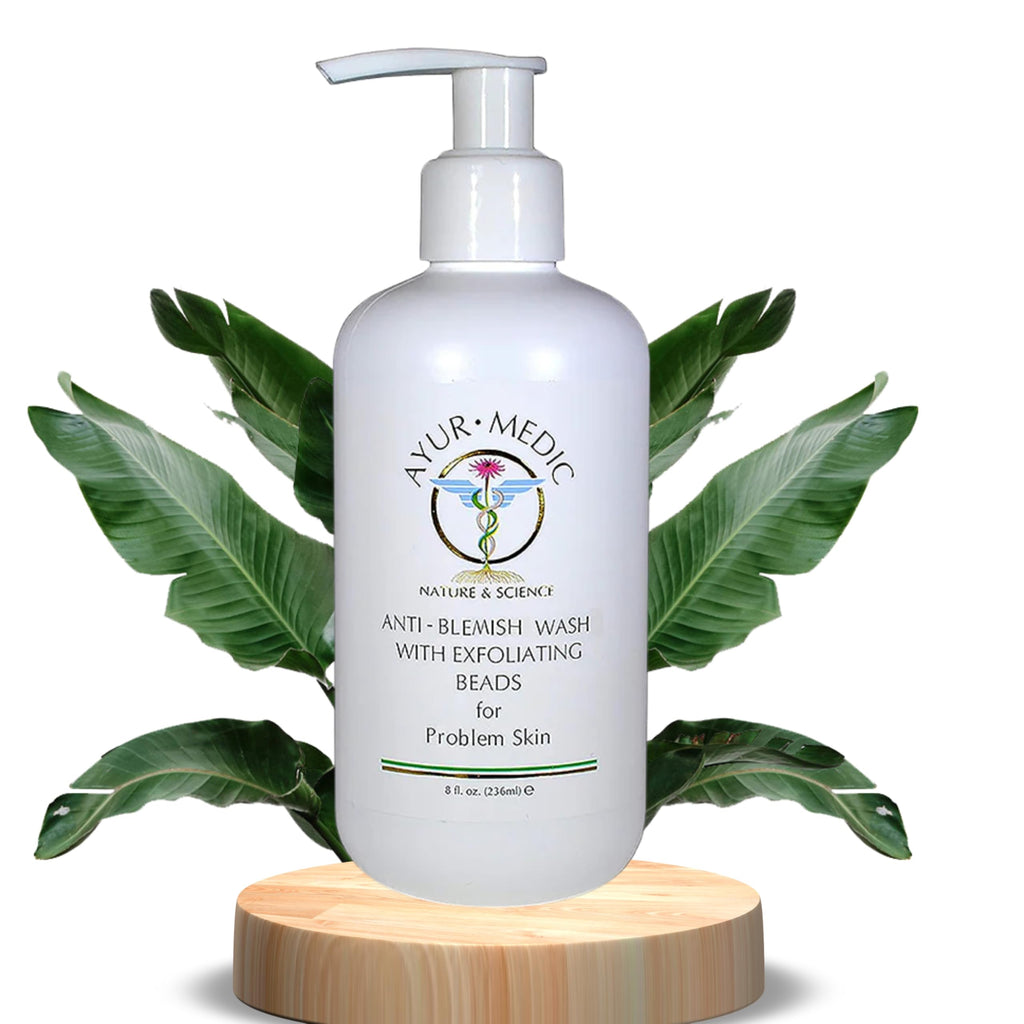 AYUR MEDIC Anti-Blemish Wash with Exfoliating Beads – Hydrating Foaming Cleanser for Sensitive Skin (8 oz)