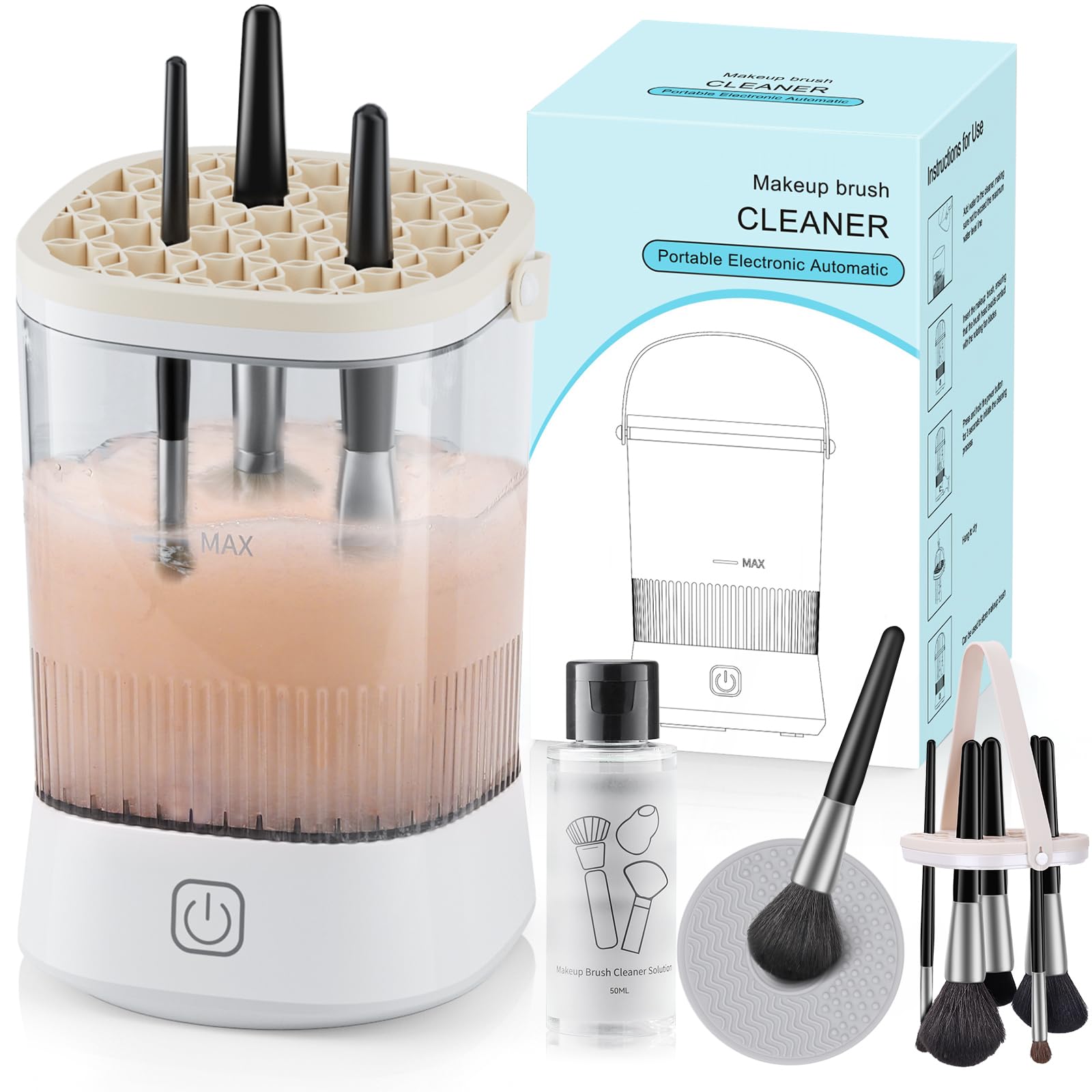 Azang Electric Makeup Brush Cleaner — Portable USB Automatic Cleaner for Brushes & Sponges (22)