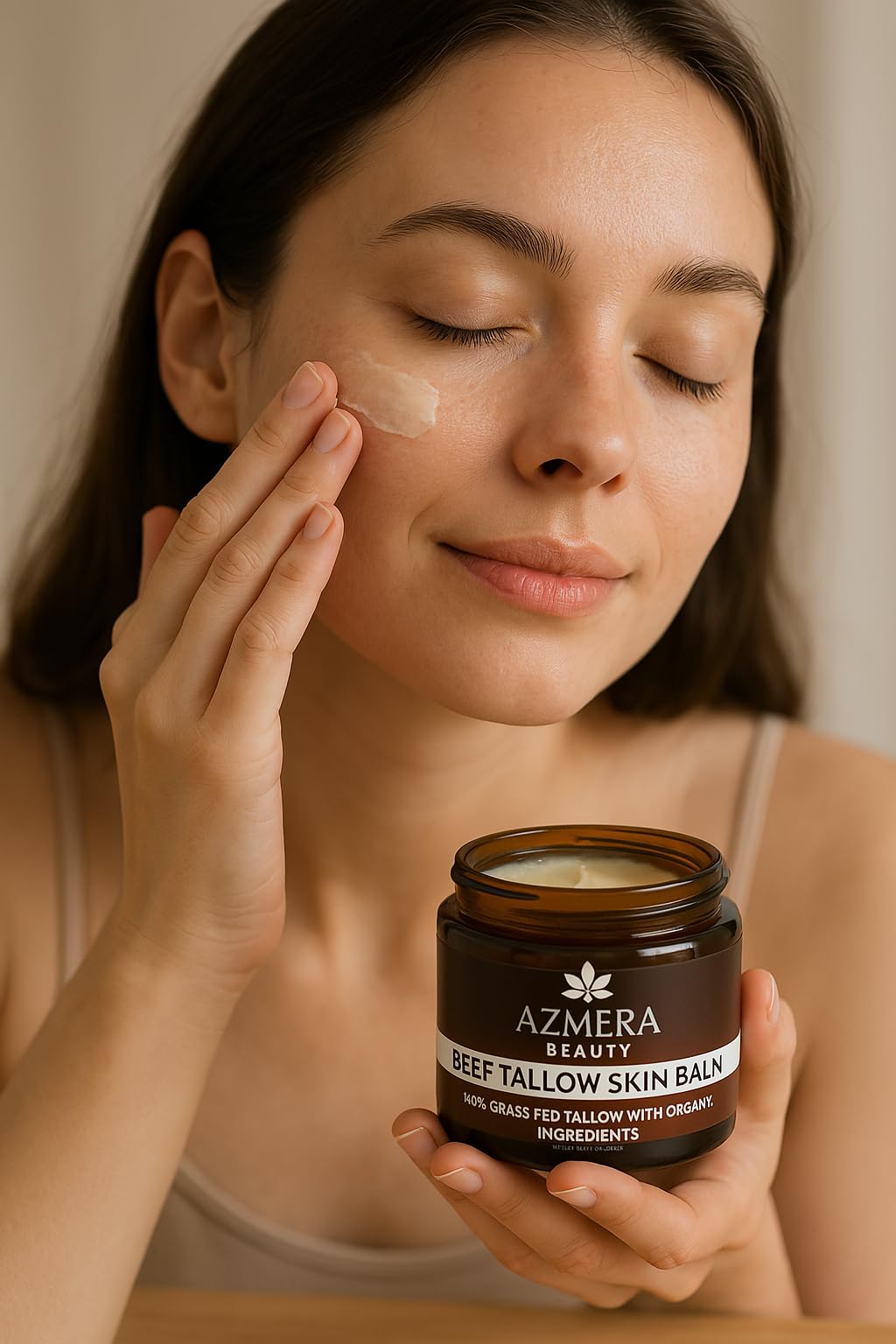 Azmera Beauty Grass-Fed Beef Tallow Balm with Manuka Honey & Olive Oil (2oz)