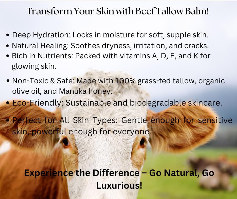 Azmera Beauty Grass-Fed Beef Tallow Balm with Manuka Honey & Olive Oil (2oz)